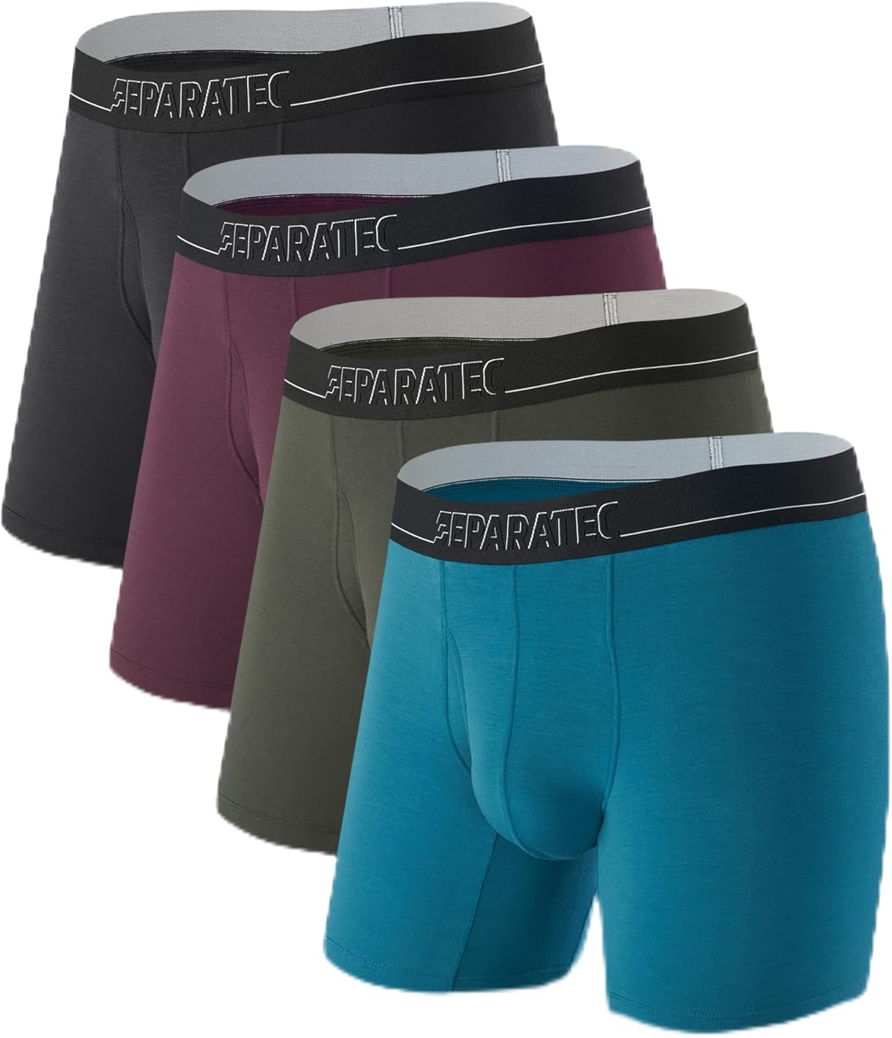 Separatec Mens Underwear with Separate Pouch Moisture Wicking Micro Modal Boxer Briefs Seamless Underwear with Fly 4 Pack