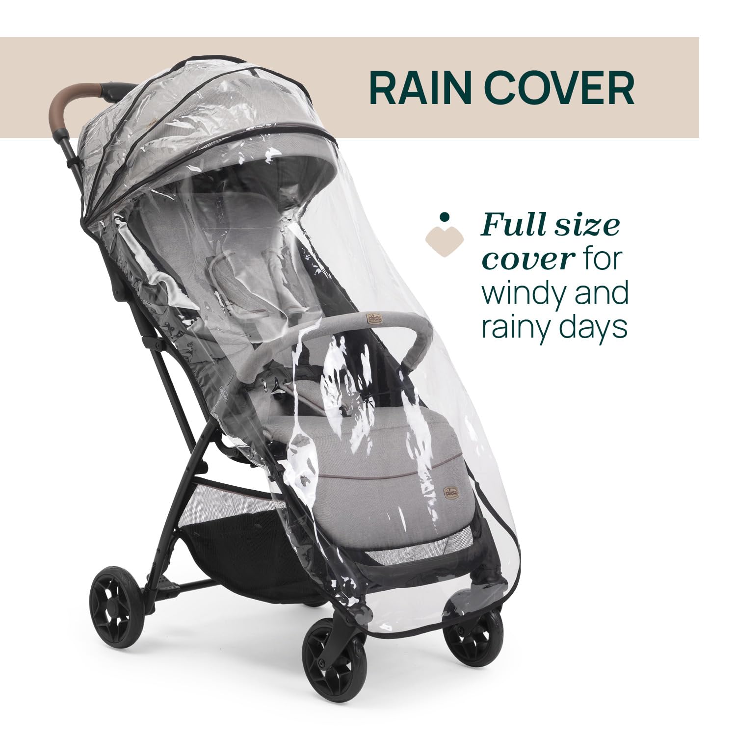 Chicco Glee Kinderwagen Leicht, Automatisches Zusammenklappen, Breiter Sitz, Verstellbare Rückenlehne, Bis 22 kg, Beige