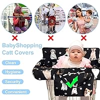 Vista 4 de Funda negra para carrito de compras para bebé, funda para silla alta 2 en 1, con arnés de seguridad, multifuncional, patrón de perro, fundas