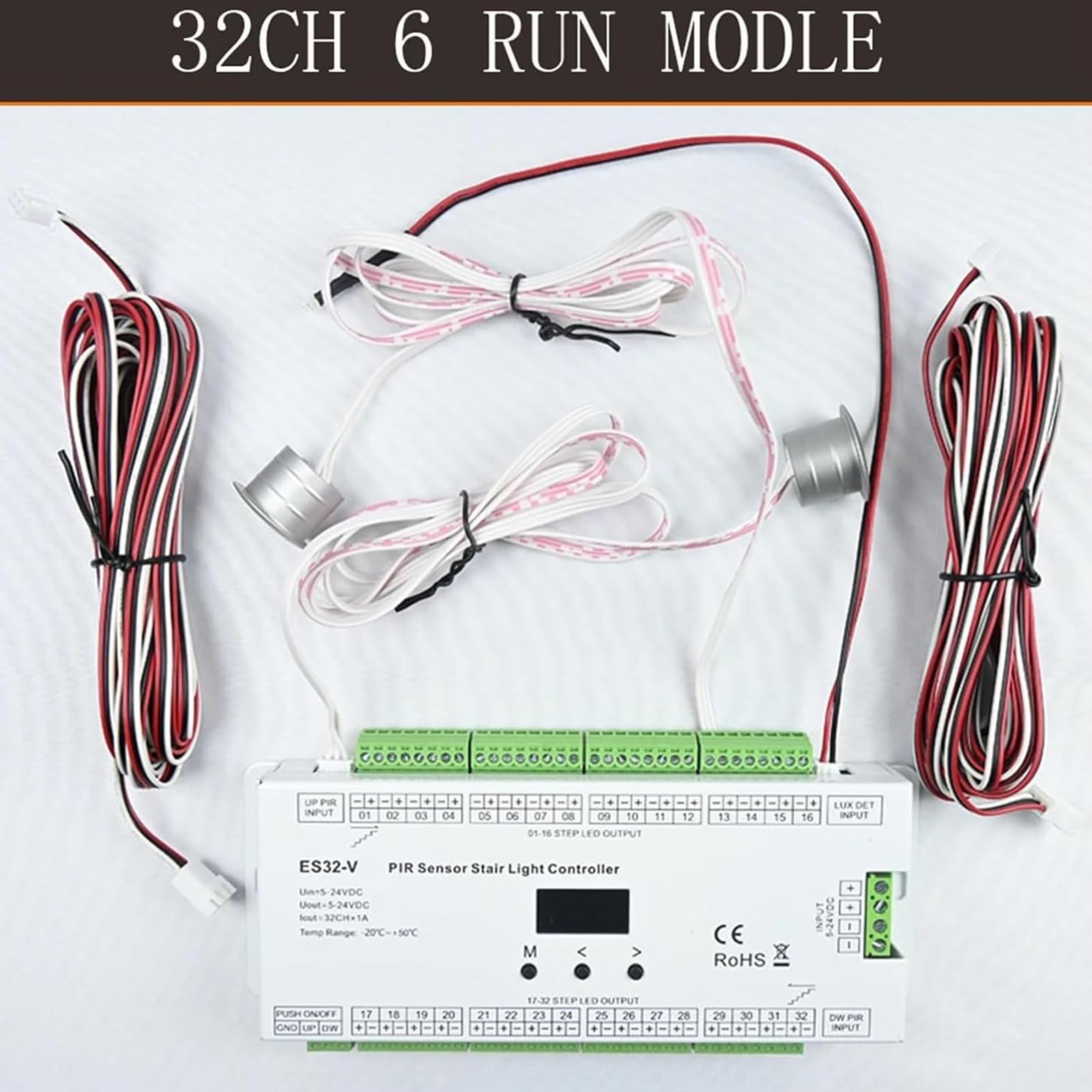 Kit Controller Di Luce Del Sensore Di Movimento a LED, Kit Controller Della Luce Delle Scale,controllo a Infrarossi Di Uscita a 6 Esecuzione Da 32ch,sensore PIR Per Striscia a LED a Pannocchia Singolo