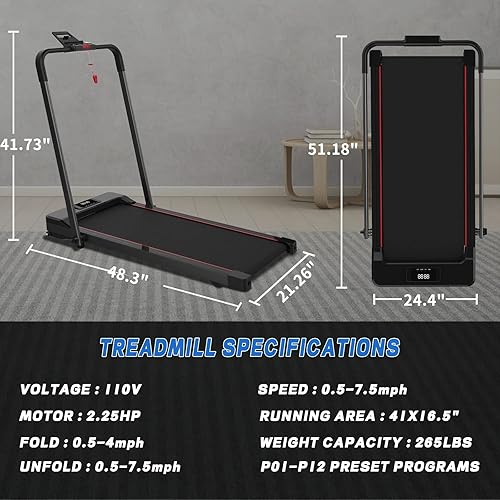 Miniatura 8 de Under Desk Treadmill Walking Pad Desk Treadmill for Office Under Desk 265LBS with Blue Tooth Speaker, Remote Control and LED Display, Walking