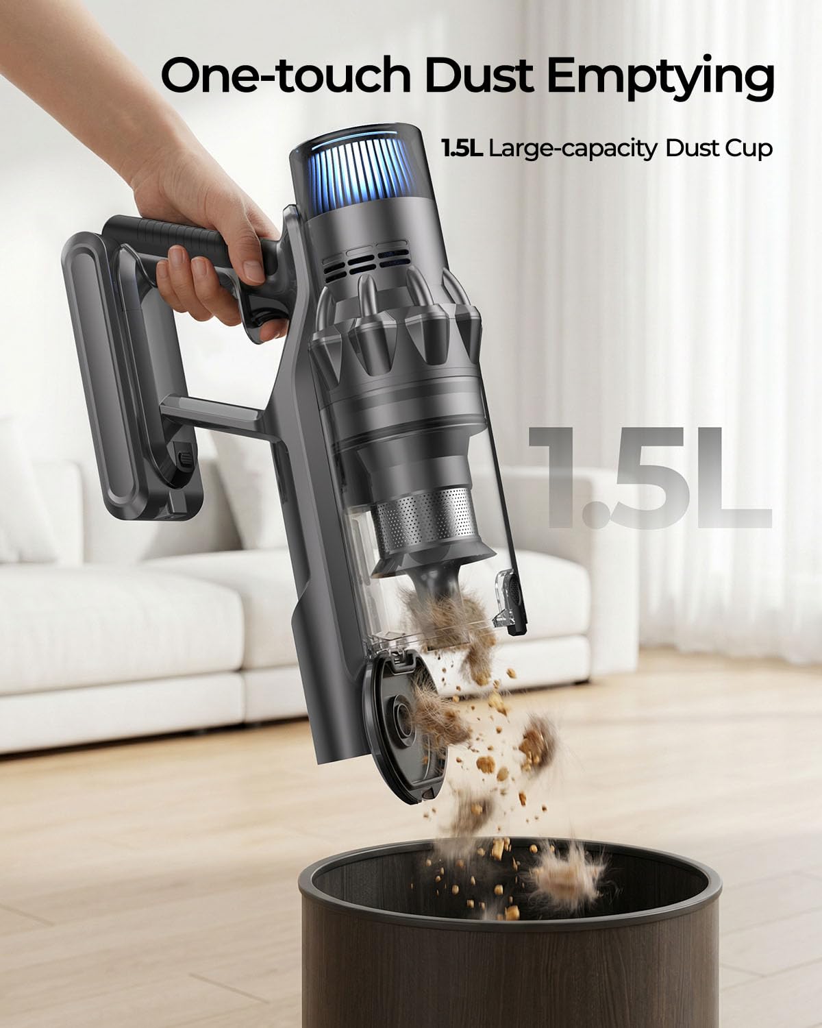 Redroad Cordless Vacuum Cleaner,60KPA/210,000PRM/650W Brushless Motor Cordless Vacuum for Home,4 in 1 Lightweight Vacuum Cleaners with 3 Adjustable Suctions,Max 75 Mins Runtime for Carpet,Hard Floors — view 9