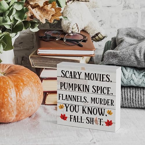Miniatura 5 de Letrero rústico de madera de Halloween para otoño, lindo letrero decorativo de madera para pared, escritorio, decoración de baño, 5 x 5 pulgadas