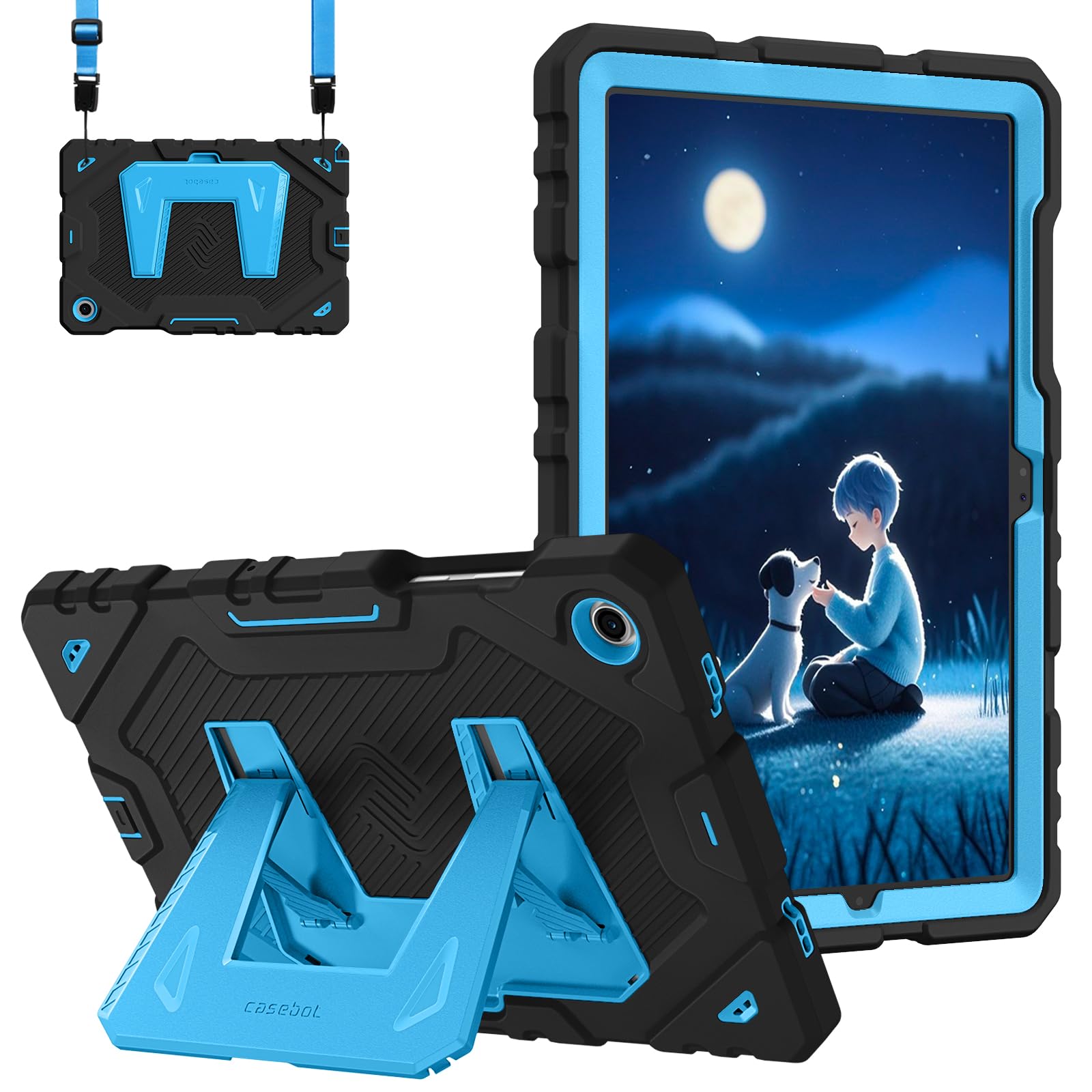 Fintie Kinder Hülle für Samsung Galaxy Tab A11+ Plus 11" 2025 / Tab A9+ Plus 11 Zoll 2023 Tablet - Robuste, Stoßfeste Ganzkörper-Schutzhülle mit Integriertem Ständer, Blau