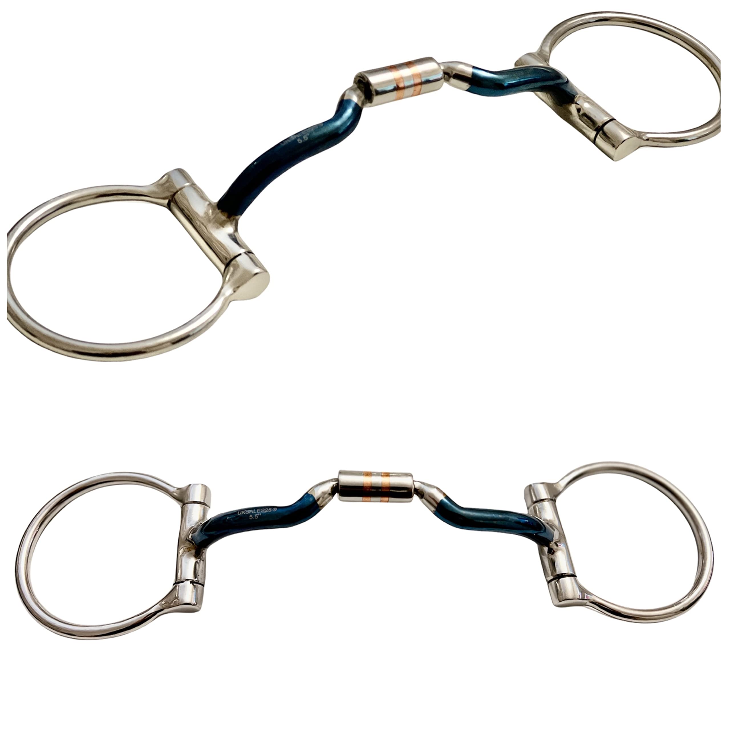 Blue Sweet Iron Western Dee Snaffle Bit with Copper Inserts *SAME DAY DISPATCH* (6.0 INCHES)