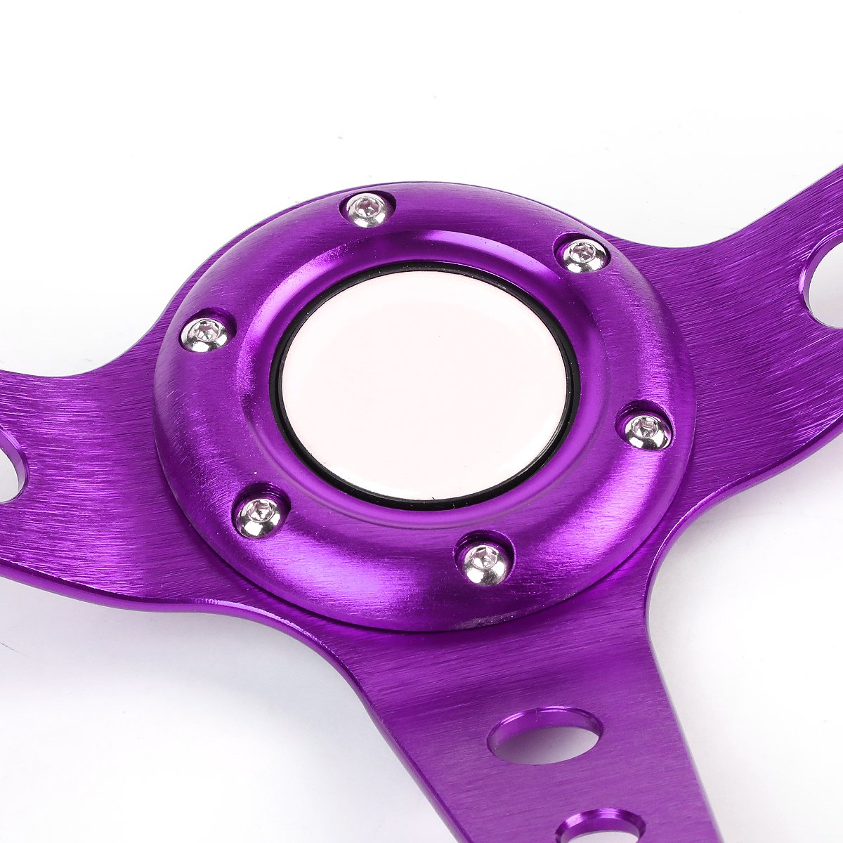 Auto Dynasty 350mm Purple 6-Bolt Spoke Purple Stitched PVC Leather Racing Steering Wheel