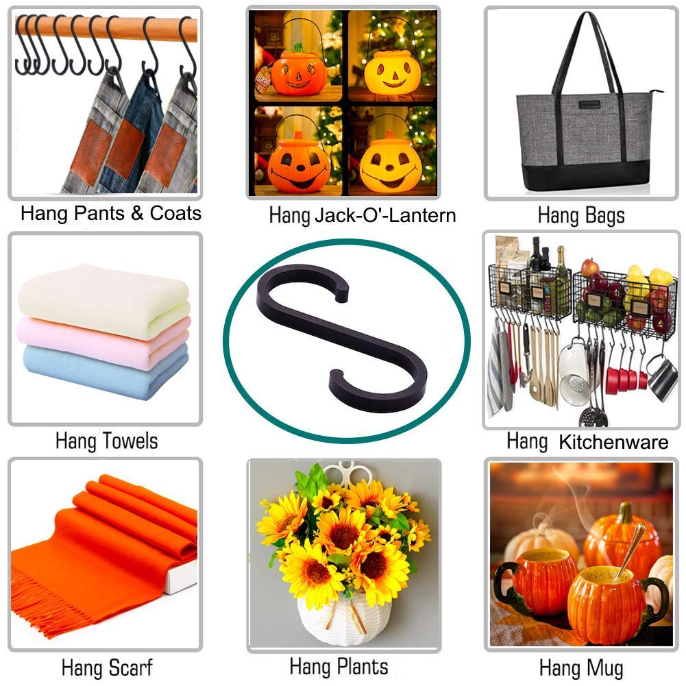 Ganchos en S resistentes, ganchos en forma de S, ganchos para colgar ollas y sartenes, plantas, tazas de café, ropa, bolsos, toallas en la cocina, dormitorio, oficina, jardín, baño, paquete de 6