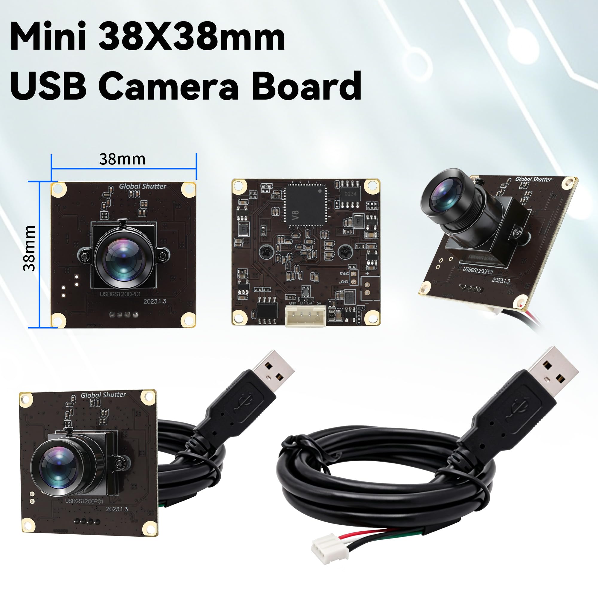 ELP 90fps Global Shutter USB-Kameramodul, 1200P Hochgeschwindigkeitskamera, Weitwinkelobjektiv ohne Verzerrungen, Industrie-Webcam, kompatibel mit Windows, Linux, MacOS, Android und Raspberry Pi