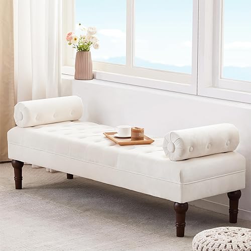 HUIMO Banco de terciopelo de 60.2 pulgadas, asiento de banco Morden para el extremo de la cama, banco otomano tapizado con botones, otomano grande