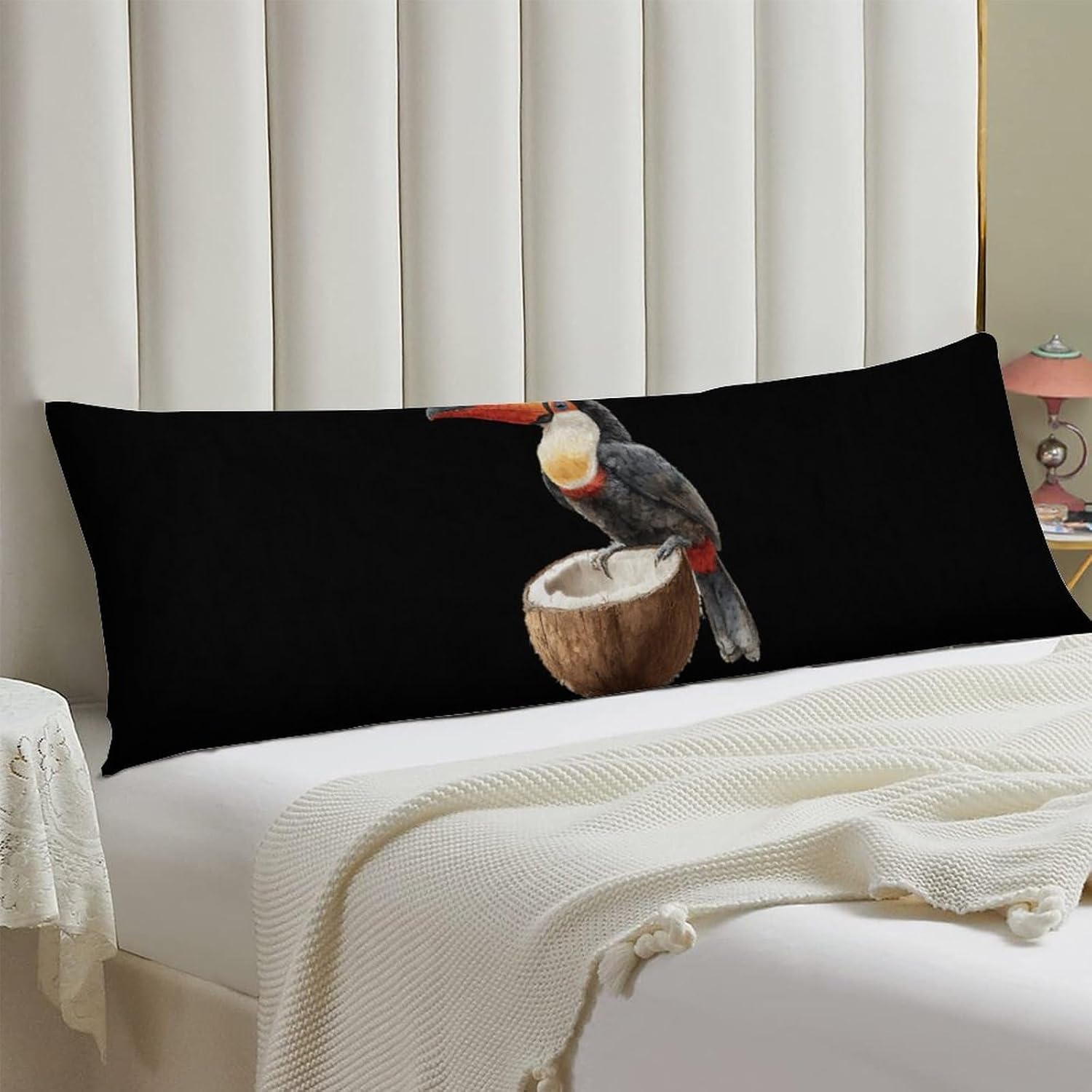 Toucan Sitting On Coconuts Body Pillow Cover Long Cushion 18.9x53.1 Inch | pillowcase,bed decor,farmhouse,sofa