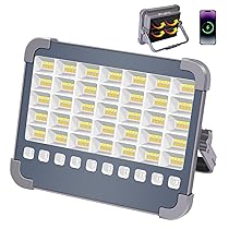 MASMEJOR Faro LED Ricaricabile 100W, Faretto LED Ricaricabile 10000LM 6000mAh con Pannello Solare, 5 Modalità di Illuminazione, Faro a Batteria Ideale per Campeggio, Lavoro, Pesca