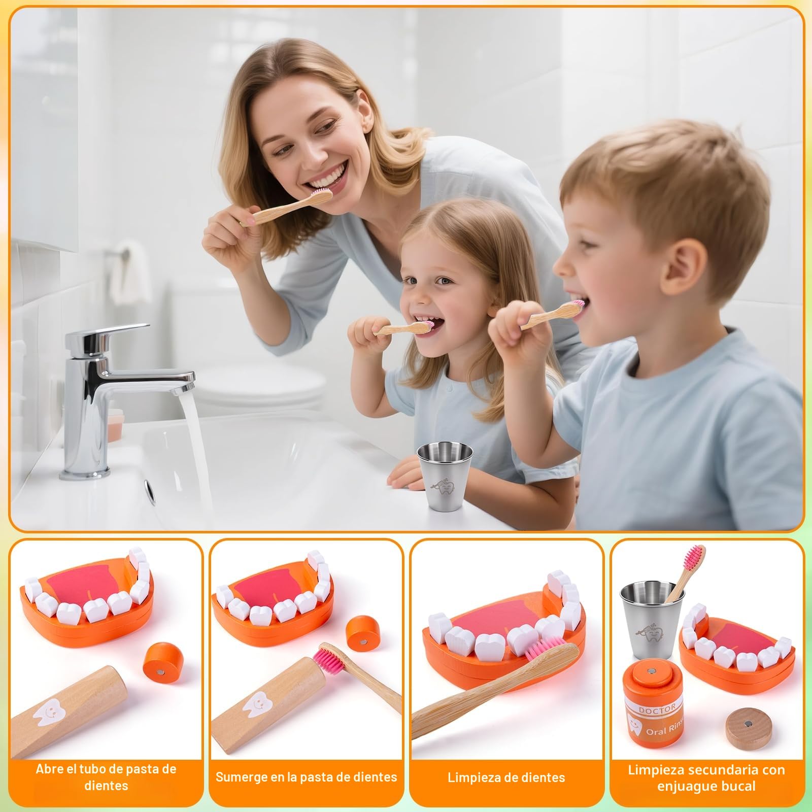 EFO SHM Maletin Medico Juguete, 33 Piezas Kit Medico Infantil con Real Estetoscopio, Juego de Juguetes de Dentista, Juegos Educativos para Niños y Niñas de 3 Años (2)