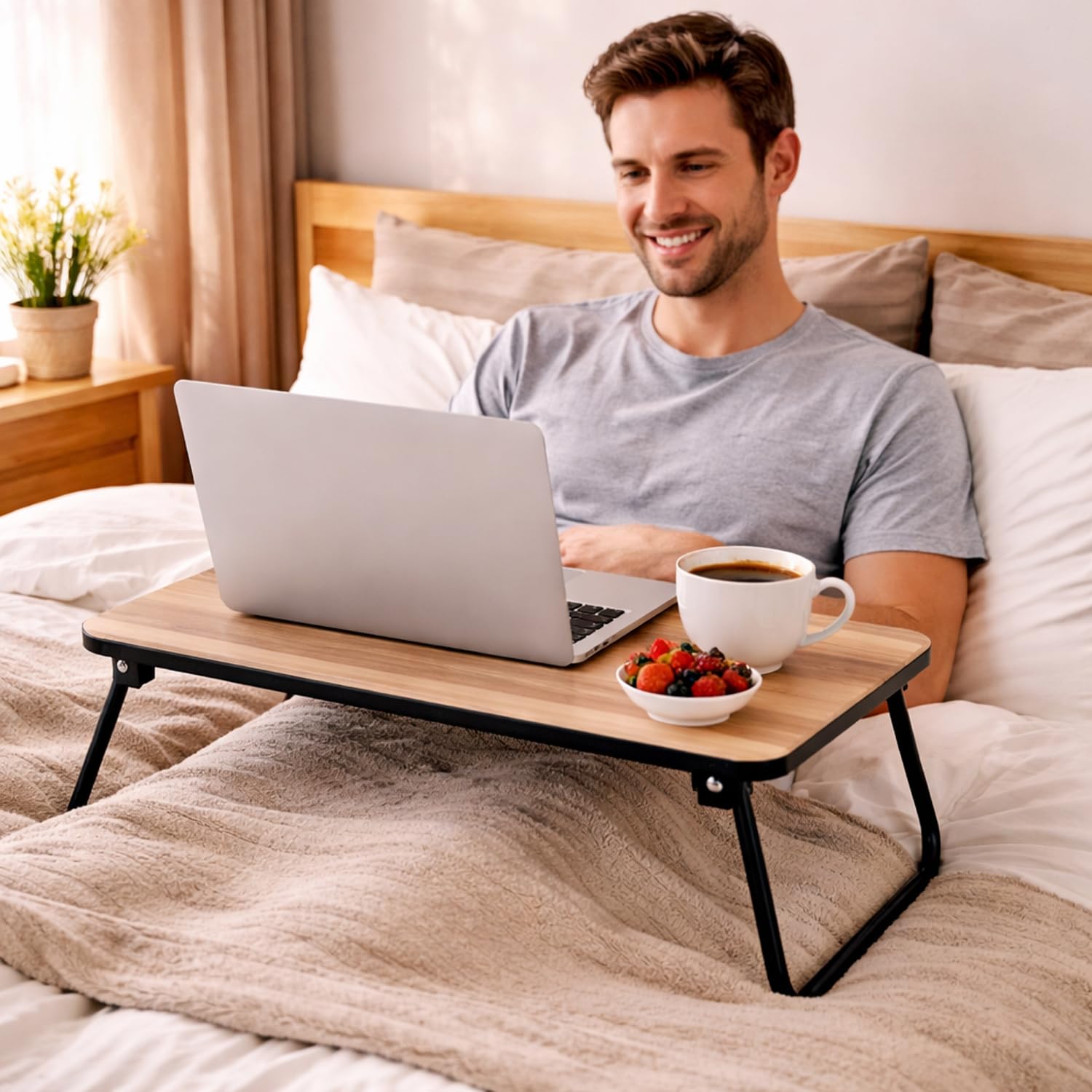 Mojawo Betttablett mit klappbaren Füßen – Betttablett, Serviertablett und Laptoptisch