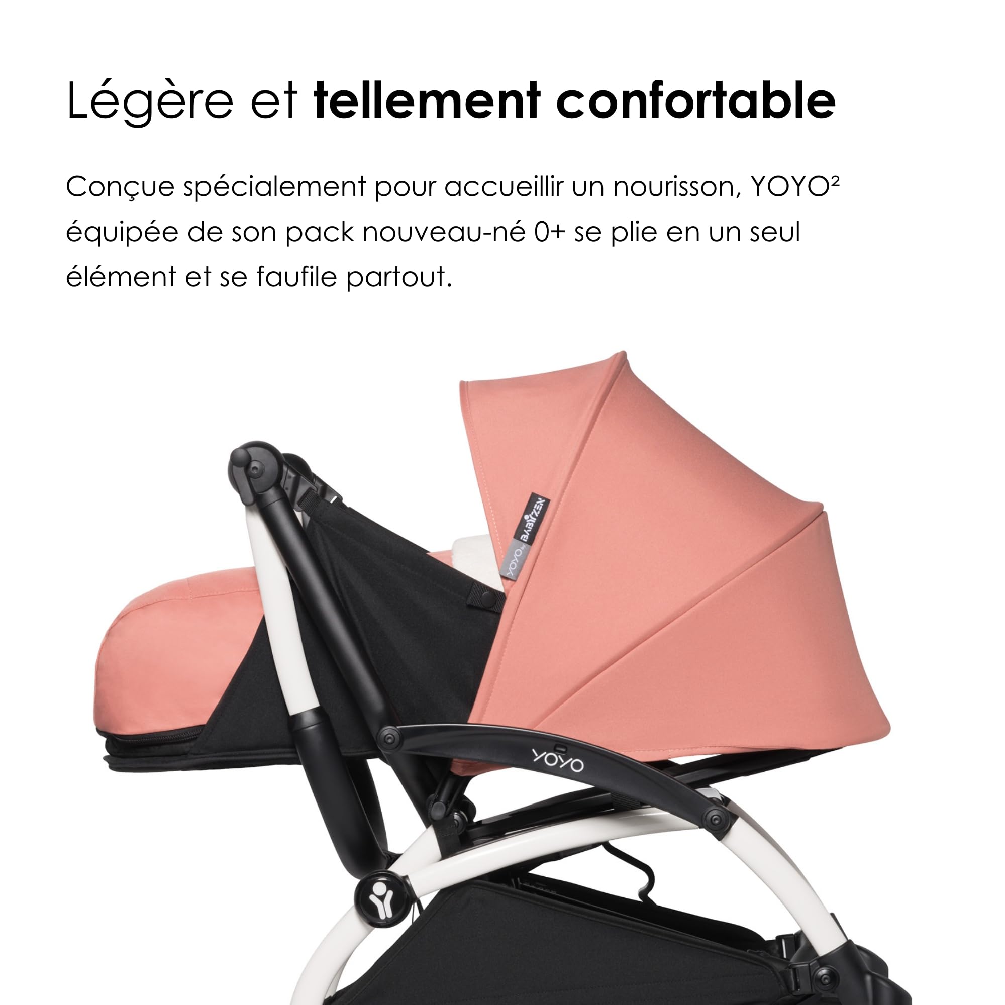 Poussette Complète BABYZEN YOYO2 - Comprend YOYO Pack nouveau-né 0+ (Ginger), Cadre (Blanc) & Pack couleur 6+ (Ginger) - Pour les Enfants jusqu'à 22 kg
