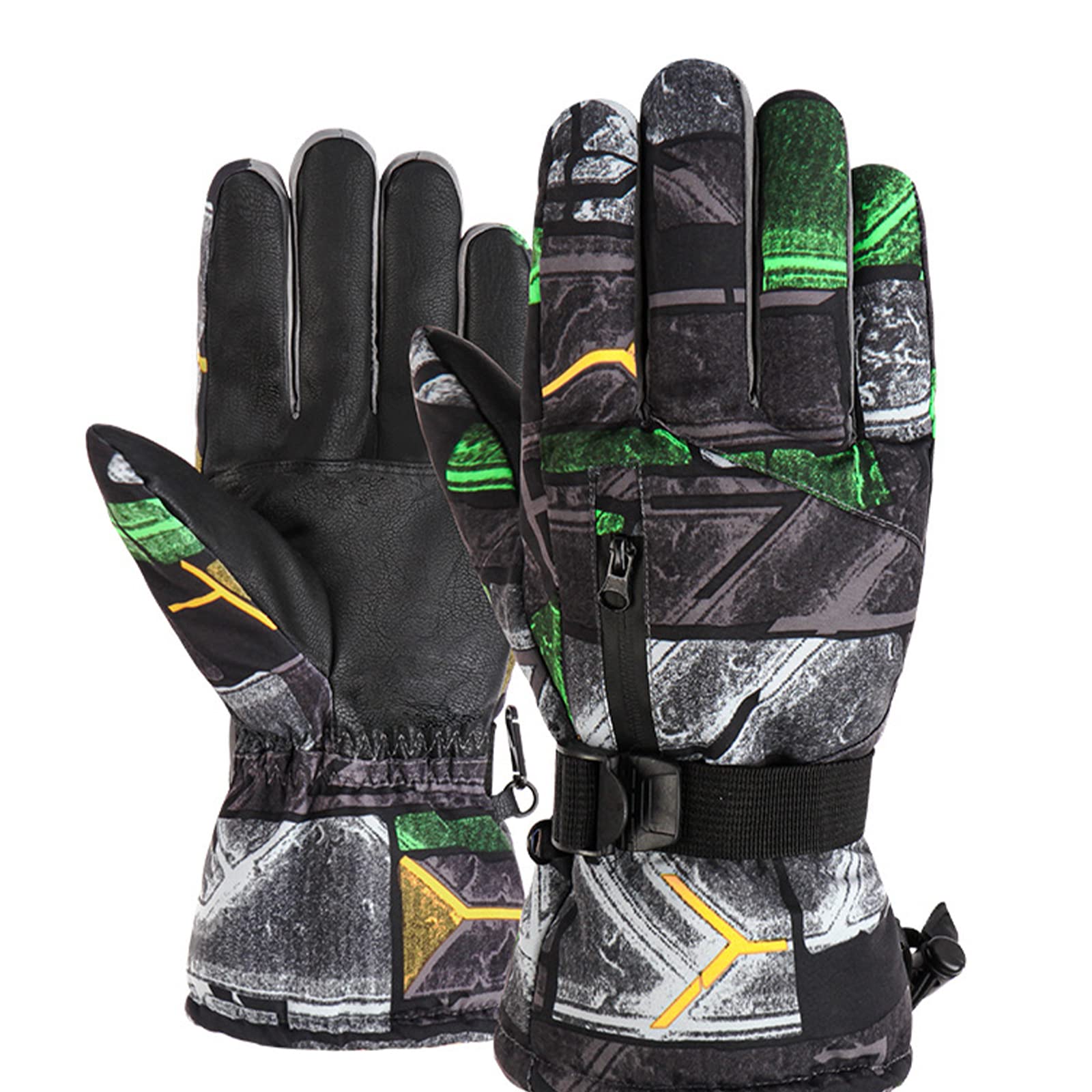Gants de Ski Chauds Écran Tactile Polaire Snowboard Graffiti Étanche Temps Froid Femmes et Hommes Gants d'hiver