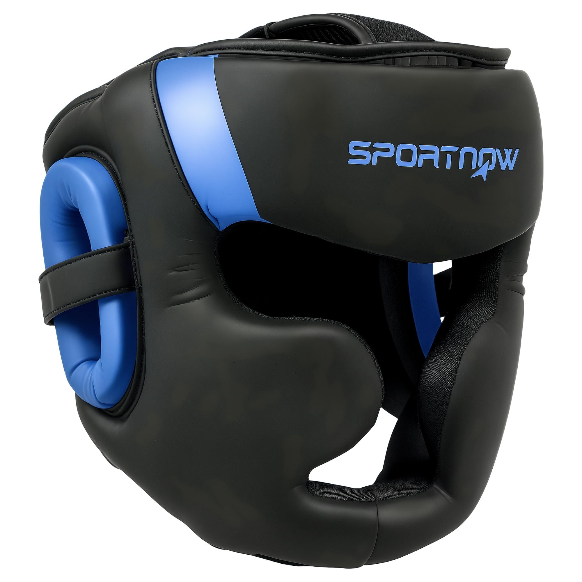 SPORTNOW Boxing Headguard, Boxing Headgear Helmet with Adjustable Strap for Full Face Protection for Kickboxing, Sparring, Martial Arts, Karate, Taekwondo, Blue/Black
