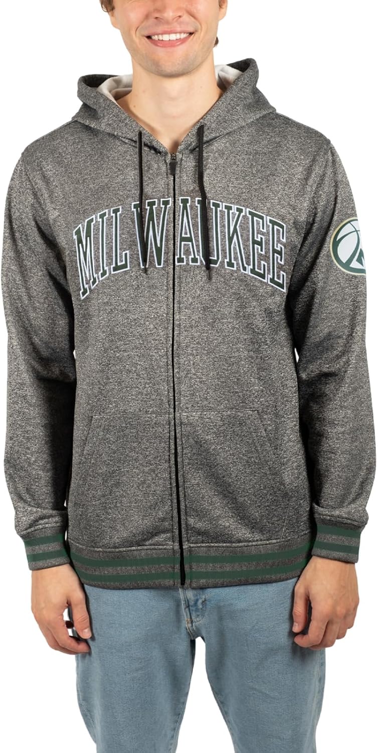 Ultra Game Men's NBA Official Super Soft Driver Full Zip Hoodie Jacket Sweatshirt