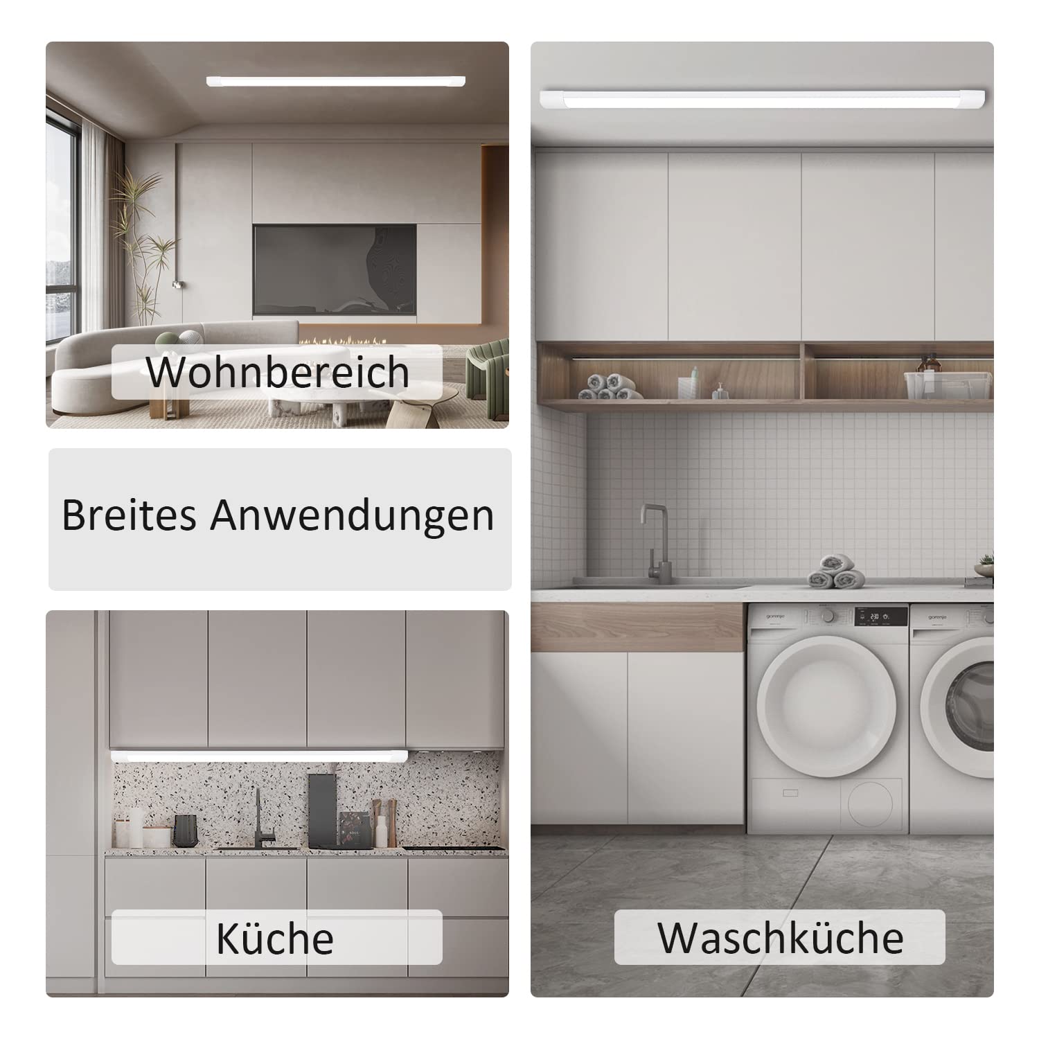CBJKTX 4ER LED Deckenleuchte 120CM Deckenlampe 36W 3850LM Werkstattlampe