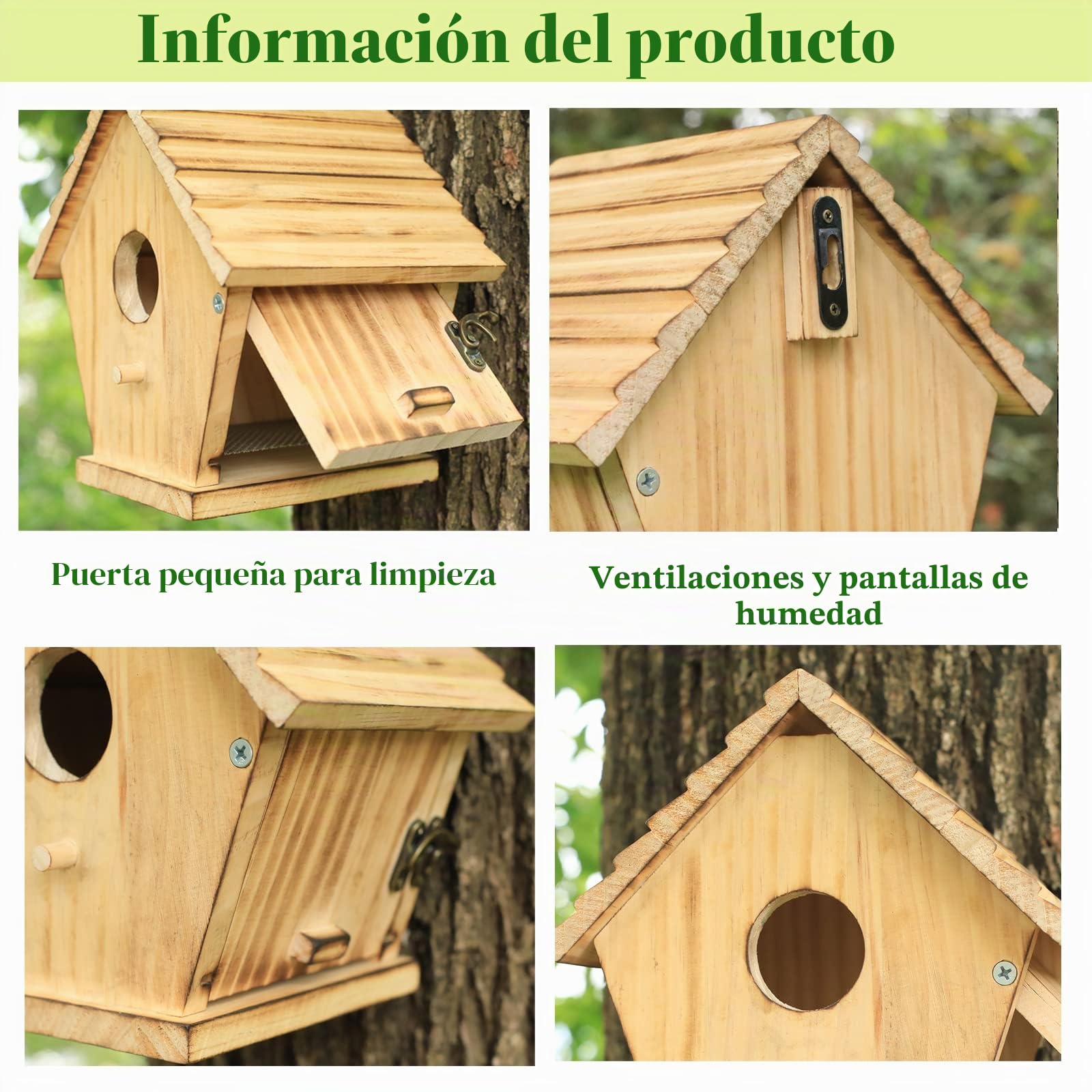 STARSWR Casa para pájaros, casa de pájaros Azules al Aire Libre para Espacio Exterior, casa de pájaros de Madera, pinzón cardenales, Caja de anidación para observación de Aves Silvestres
