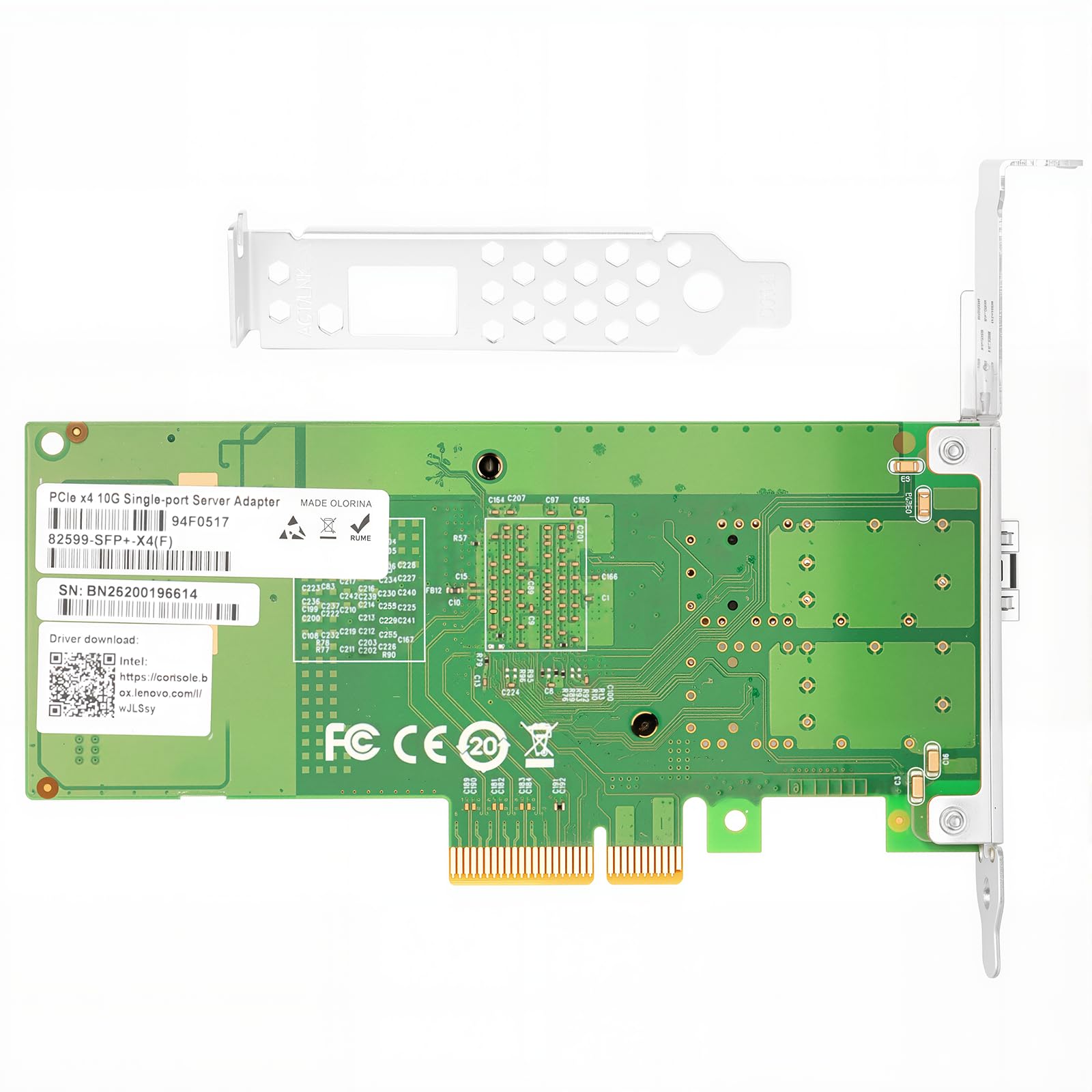 Scheda di rete PCIe Ethernet per chipset Intel 82599ES PCIe 2.0 x4 10 GB singola porta SFP+ LAN Card Support Windows Server/Windows/Linux/VMware/ESX