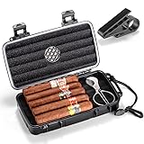 Marvero Portable Zigarren Humidor Case - Reise Zigarrenbox mit eingebauter Befeuchterscheibe, Aufkleber, Golfhalter & Zigarrenschneider