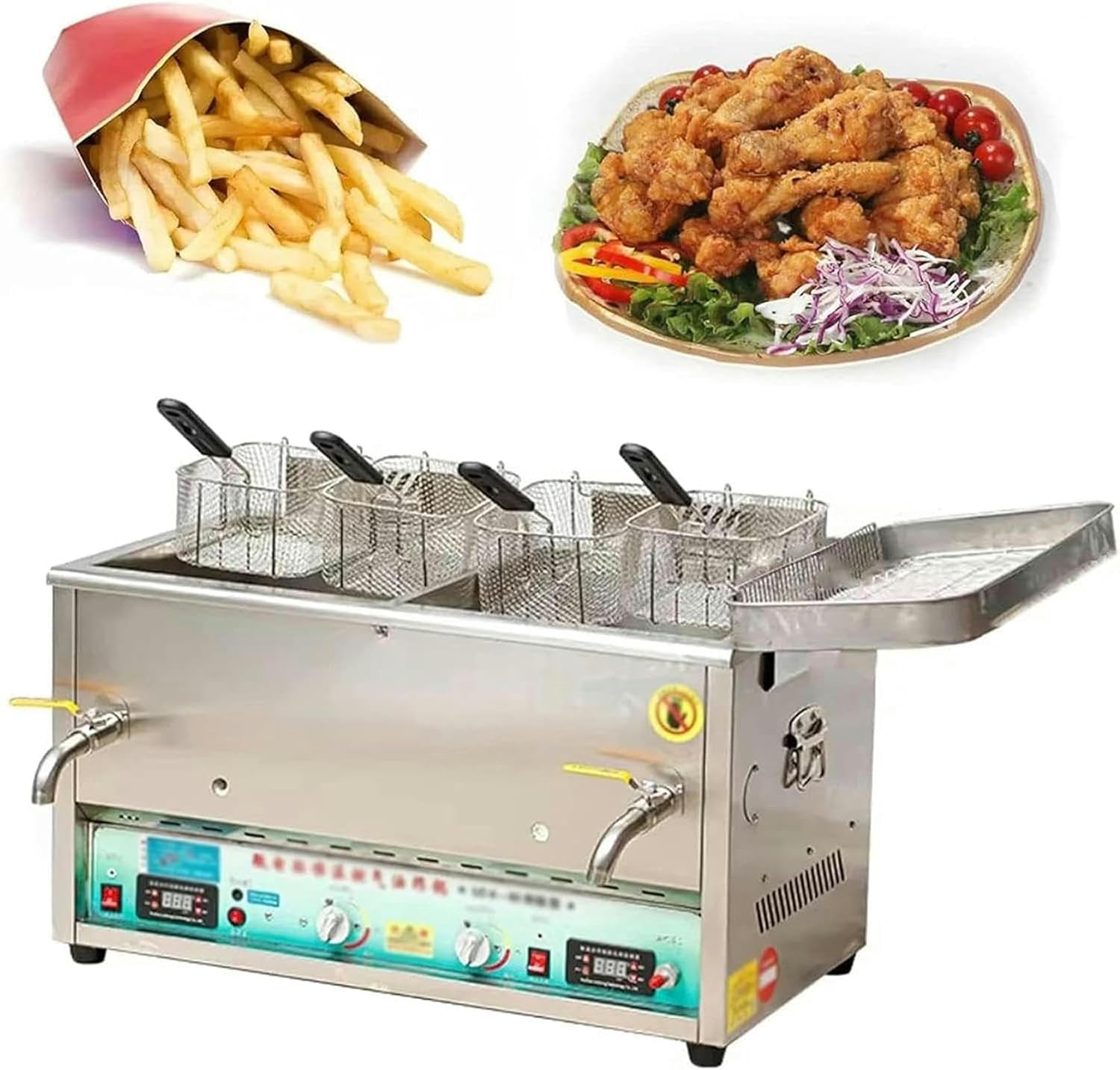 XENITE Deep Fryer, Commercial Gas Fryer, Countertop Basket Stainless Steel Deep Fat Fryer Restaurant Home Fries Chip with Basket, Outdoor Cooker, for French Fries Home Kitchen Restaurant