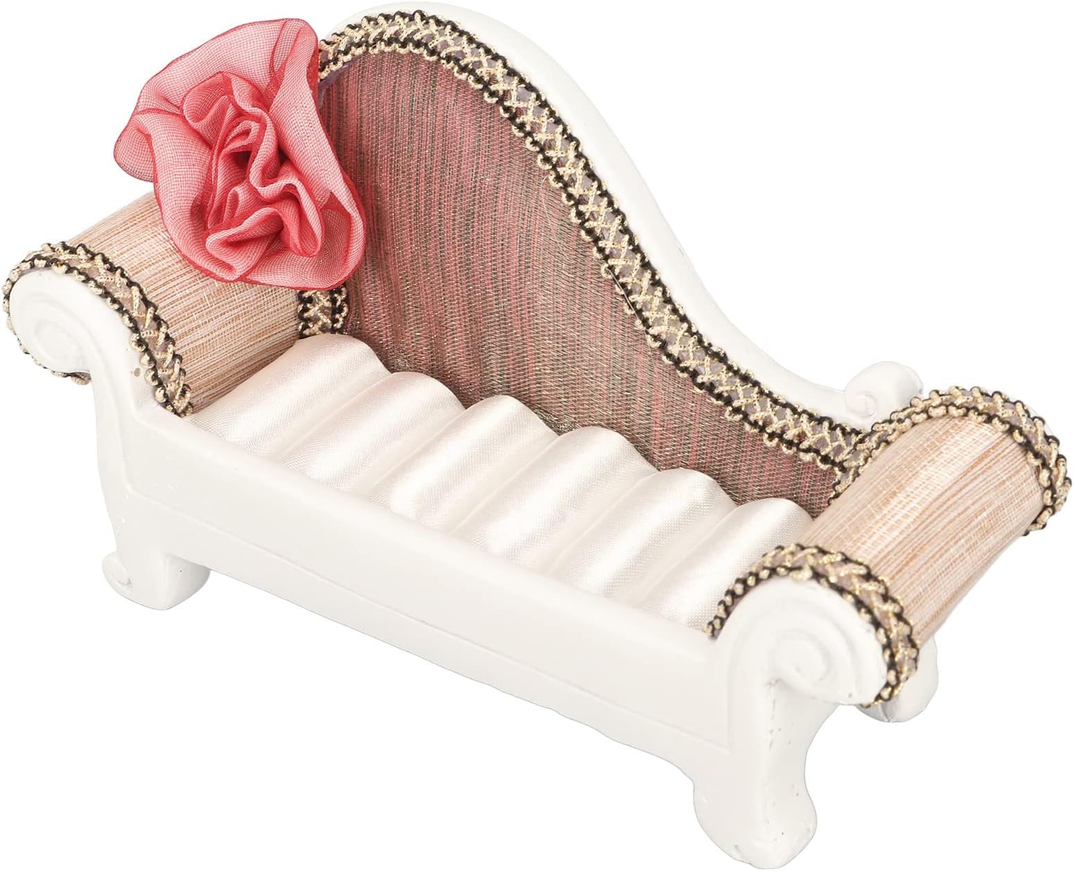 Sofa Shape Ring Holder, Creative Jewelry Display Stand for Rings Earrings Necklaces, with Resin and Cloth Material, for Home Shop Salon Wedding Proposal Bridal Shower