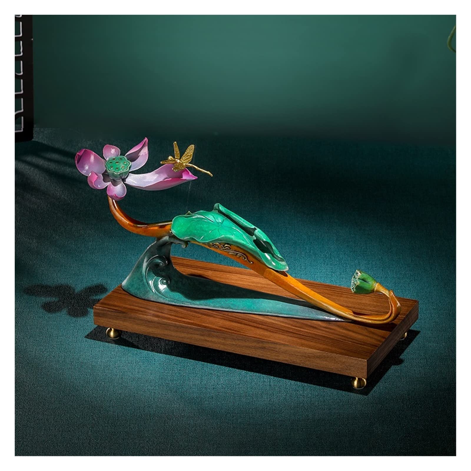 hongchenke34 Copper statue Color Copper Flower Ornament Entryway Living Room Zen Decoration Ruyi Crafts Office Desktop Decorative Art(B)