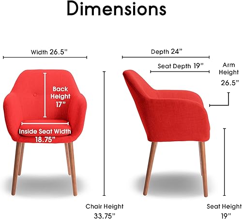 Miniatura 3 de Elle Decor Roux Mid-Century - Sillón decorativo para sala de estar, sofá suave, tapizado de tela de lino
