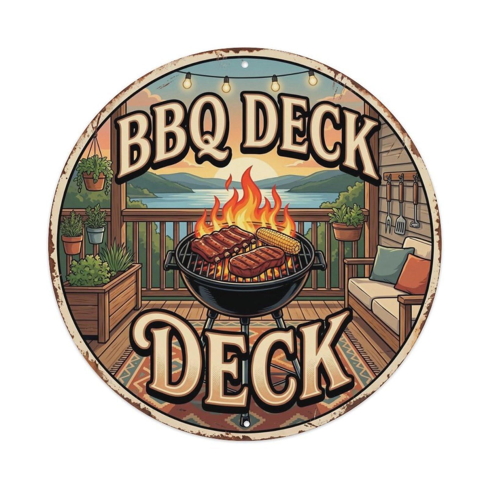 Tgrcjimh Style. Vintage Bbq Deck Outdoor Bar Metal Tin Sign