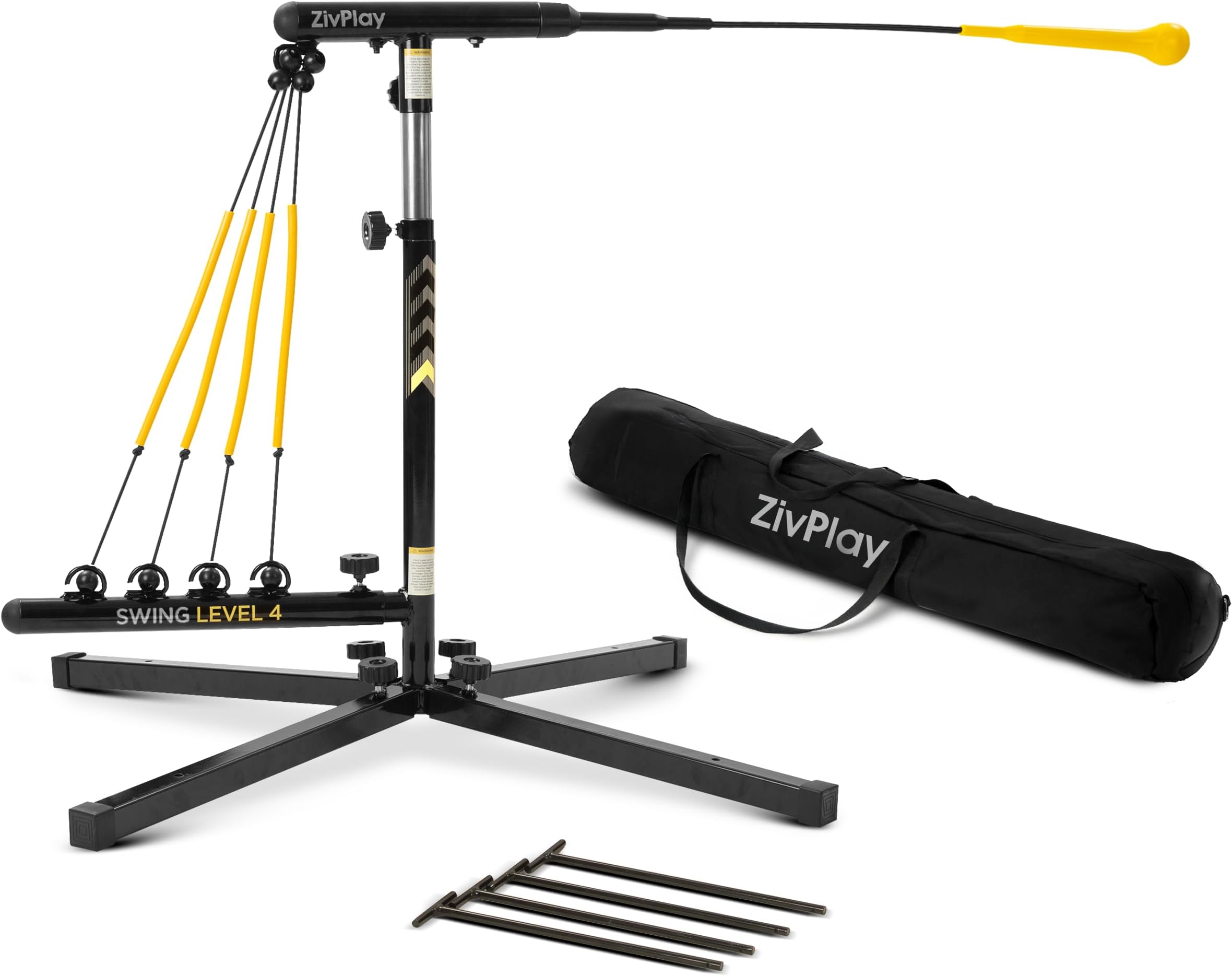 ZivPlay Baseball Hitting Trainer Baseball Swing Trainer Softball and Baseball Training Equipment for Batting Practice with Height and Speed Adjustment