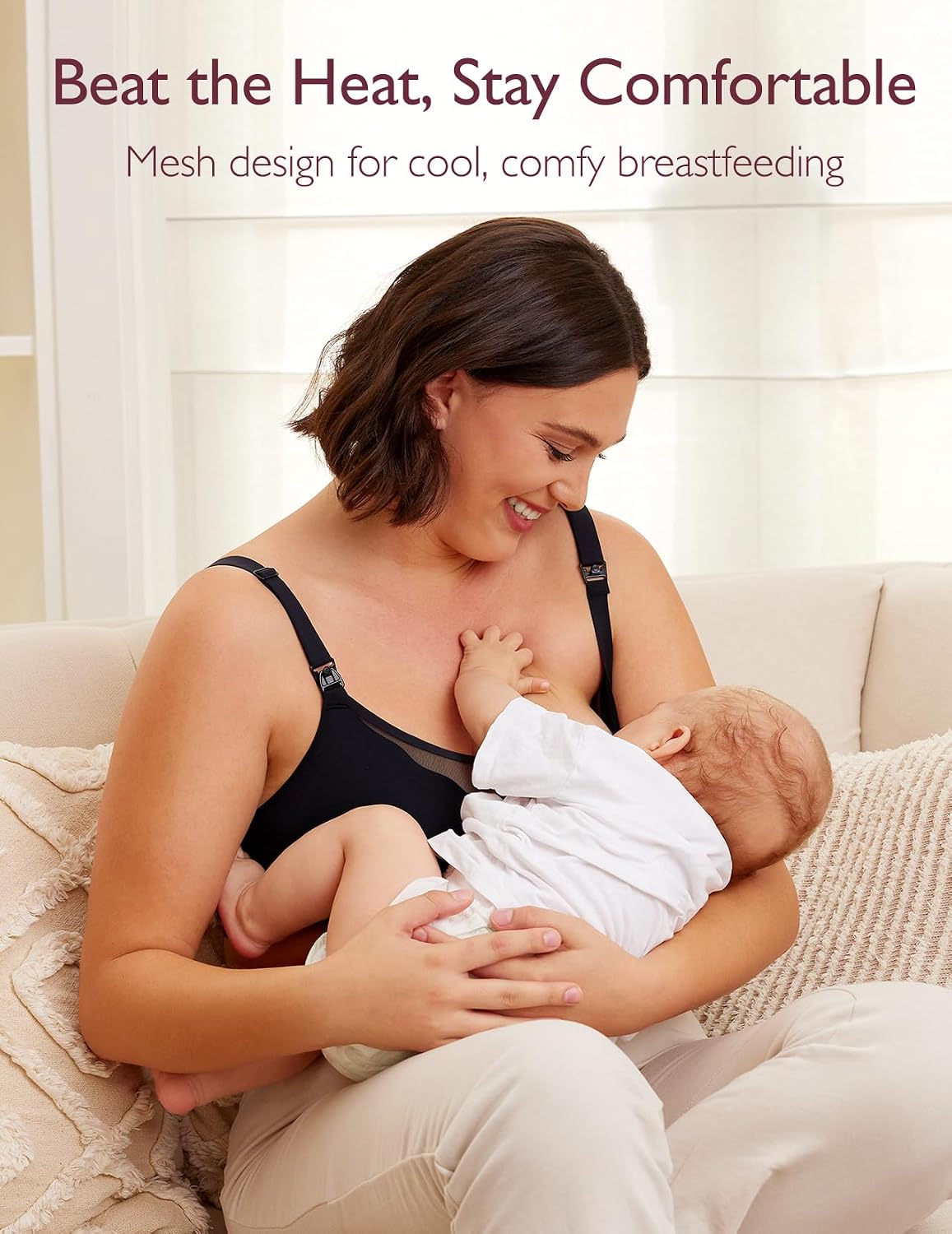 Momcozy Nursing Bras for Breastfeeding, Breathable Mesh Nursing Bras Comfort Maternity Bra Wireless Pregnancy Sleep Bra