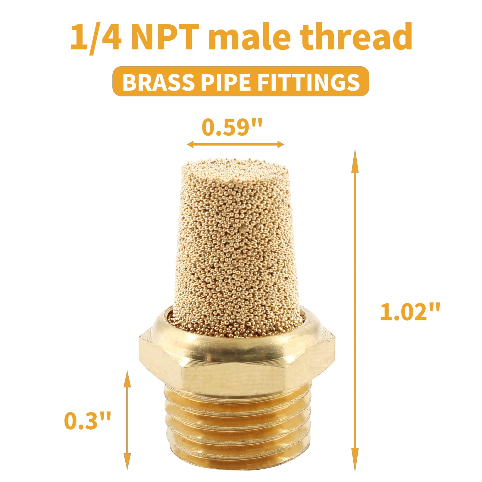 Jiozermi 12 Pcs 1/4 NPT Brass Air Pneumatic Mufflers Silencer — Amazon image 3