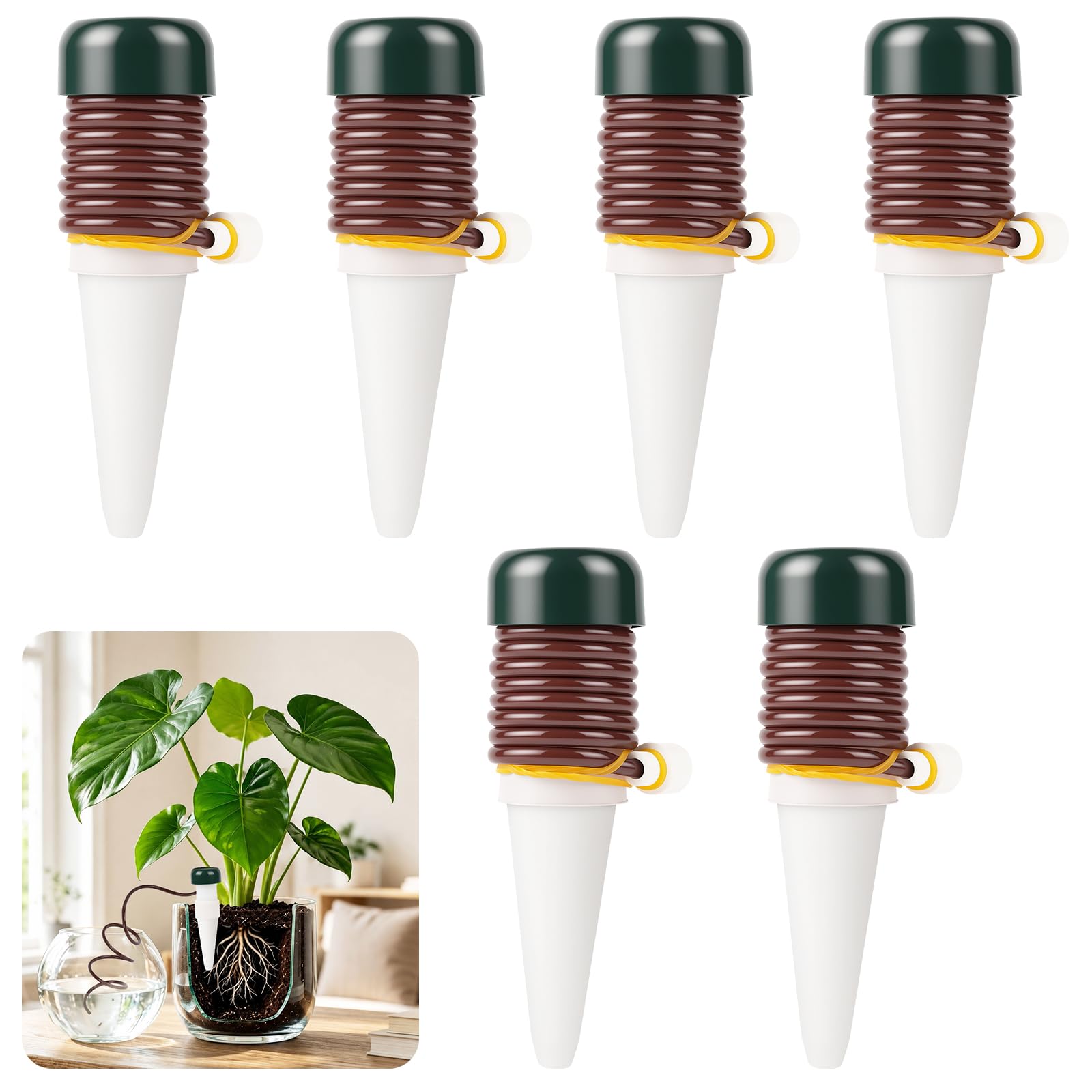 AUAUY 6Pcs Watering Stakes Automatic System, Plant Watering Devices(White)