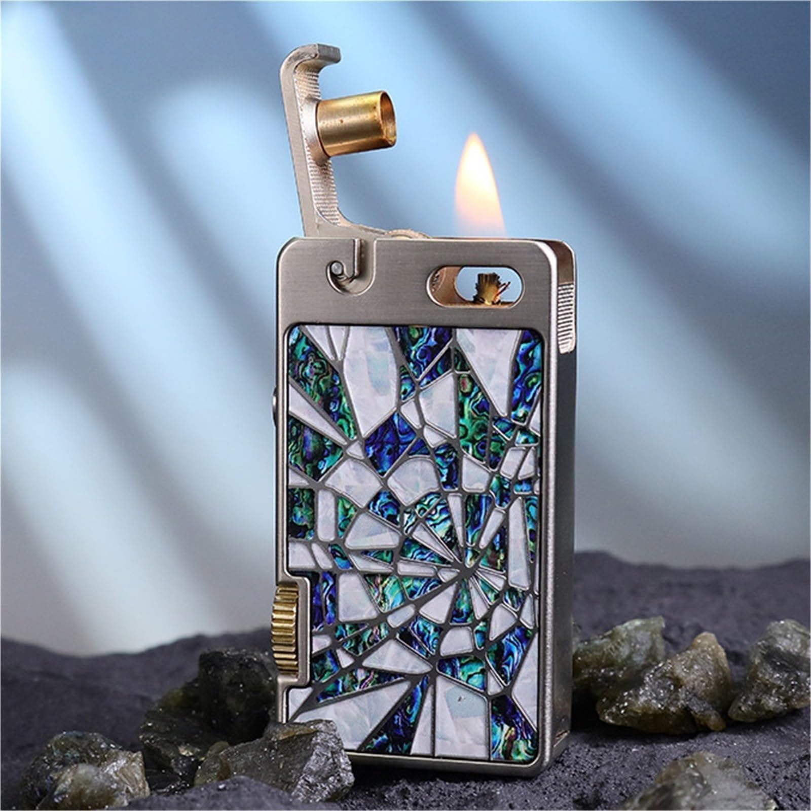 Mechero de queroseno resistente al viento con encendido a presión para fuego, grabado de doble cara, ideal para coleccionar y regalar, regalo para hombre (combustible no incluido)
