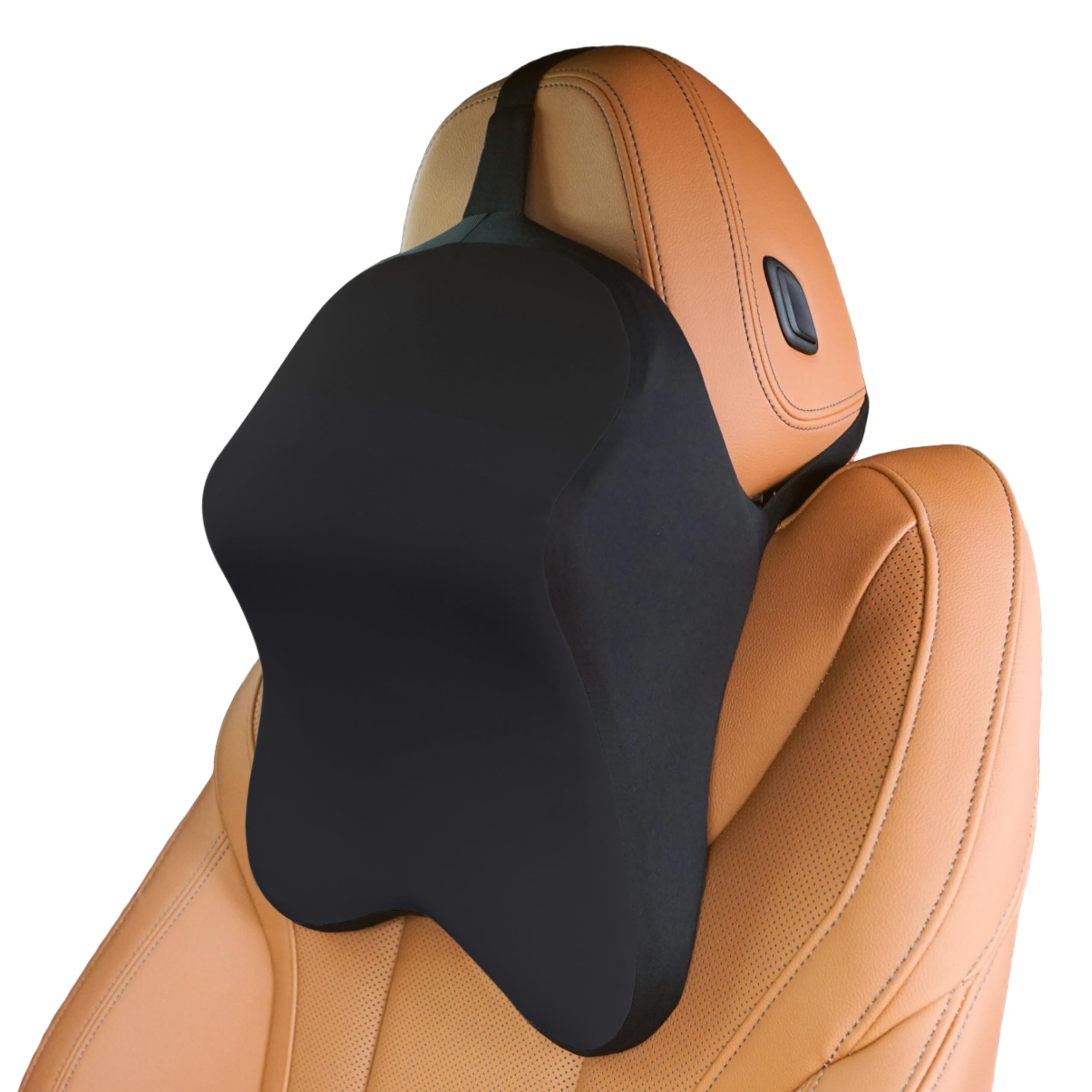 Car Neck Pillow – 100% Memory Foam - Ergonomic Neck Support Car Pillow for Driving Seat – Washable Cover – Car Headrest Pillow Cushion - Travel Pillows - Universal Fit (Black, Standard)