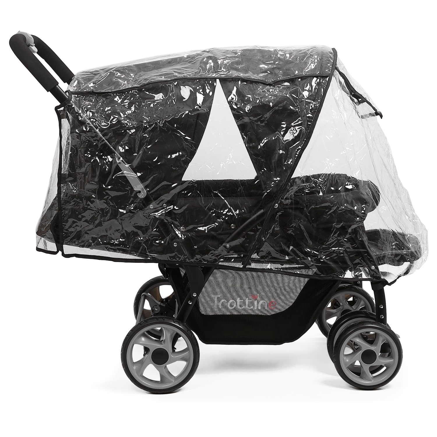 TWINBI Poussette Double Pour Jumeaux, Enfants Rapprochés, Maniable et Facilement Pliable, 2 Dossiers Inclinables Dont 1 à Plat, 2 Tabliers, Grand Panier, Habillage Pluie Intégral – NoirEtoile