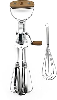 Classic Vintage Wooden Manual Rotary Egg Beater - 12-Inch
