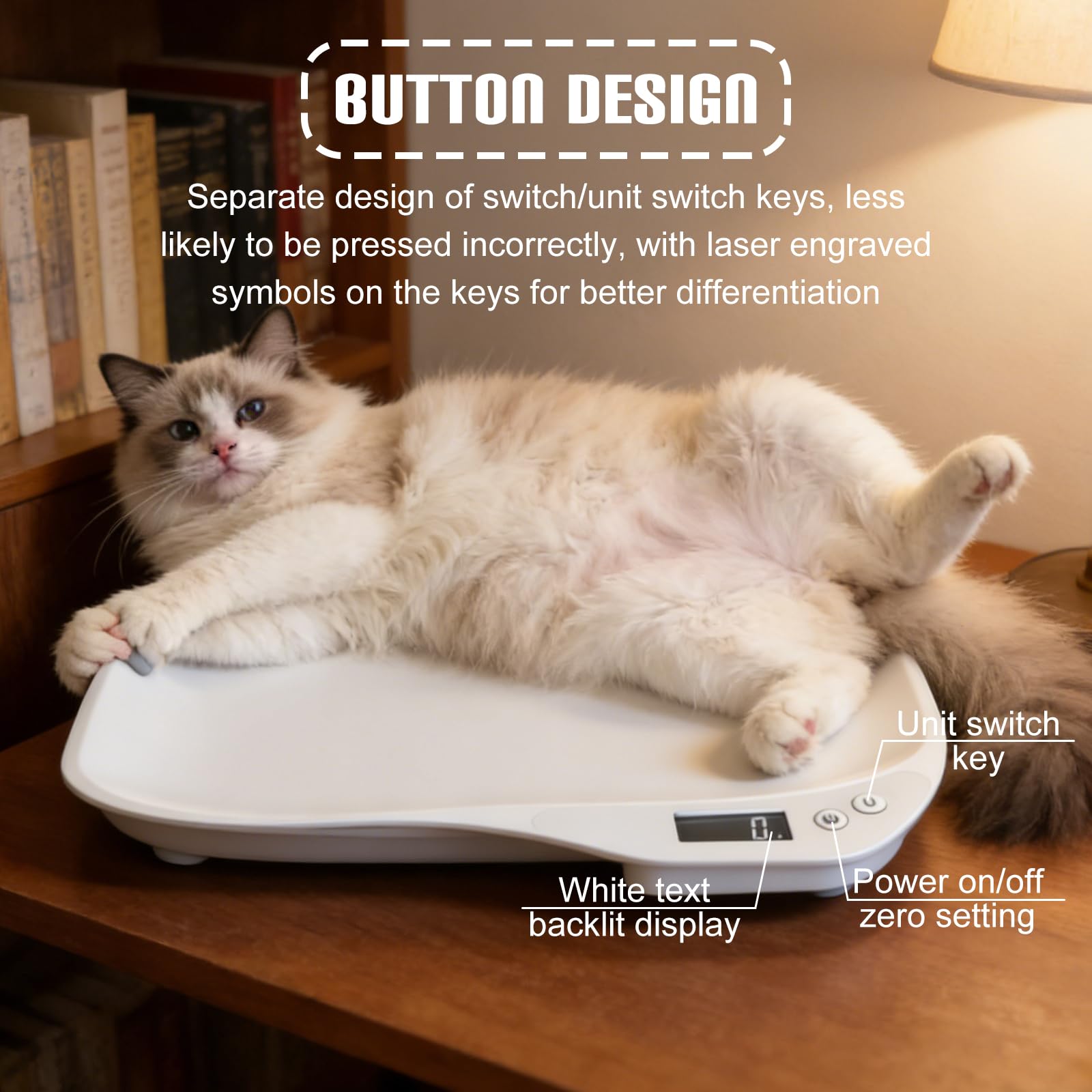Bilancia digitale per animali domestici, 15 kg/1 g, per animali di piccola taglia, con display LCD, unità commutabile, 35,7 x 25,5 cm, piccola scala per animali domestici, per gatti, cani, cuccioli