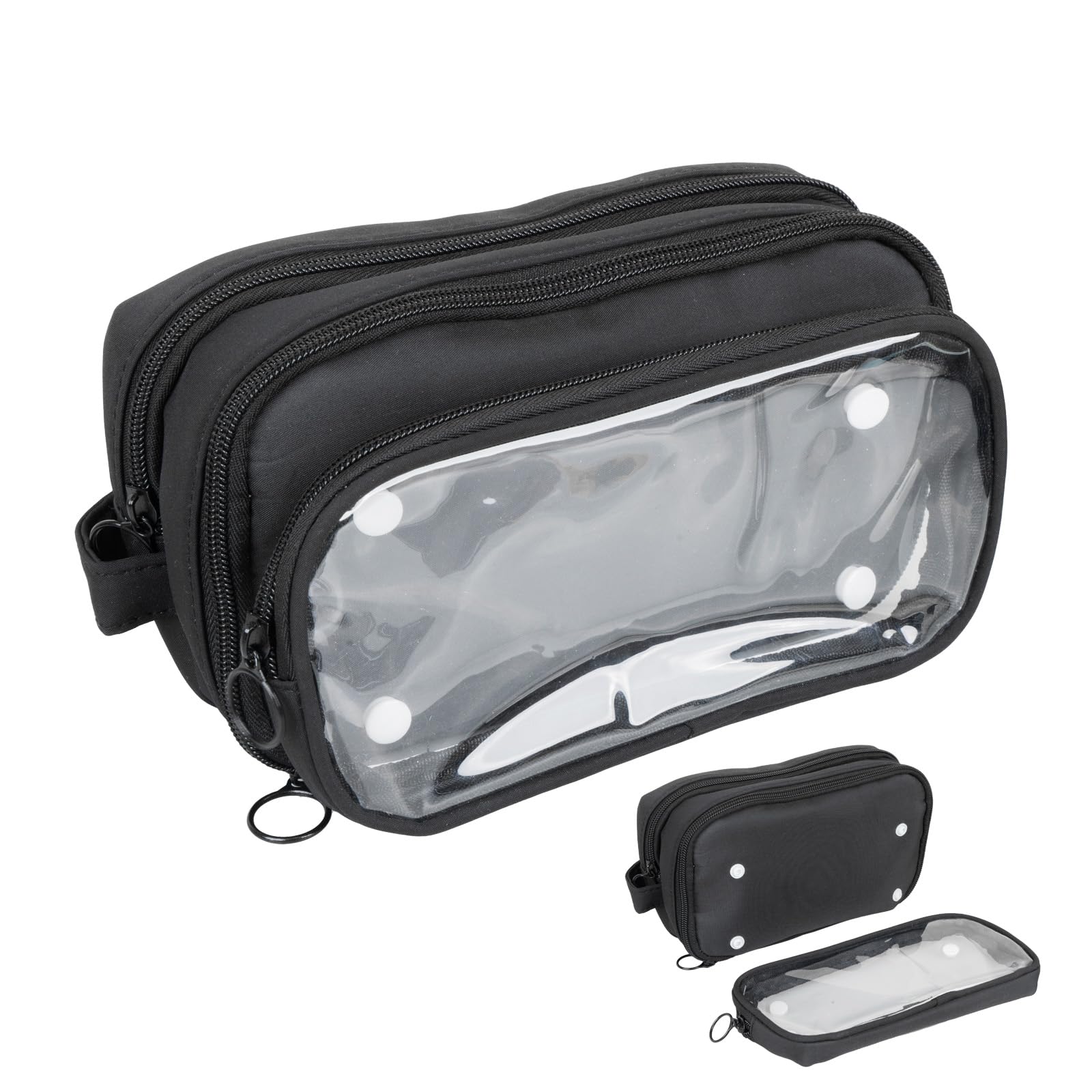 Large Capacity Pencil Case with Compartments - Detachable Marker Organizer, Multi-Functional for Stationery & Cosmetics, 4.9x8.2 Inches - Customizable Clear Ita Bag (black)
