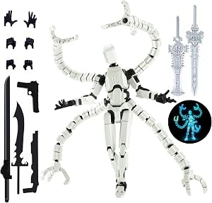 T13 Action Figure Set Already Assembled for Adult, 3D Printed Dummy T 13 Octopus Doctor Men, Multi-Jointed Robot Desktop Decoration Gift for Game Lovers (Glow in the Dark)