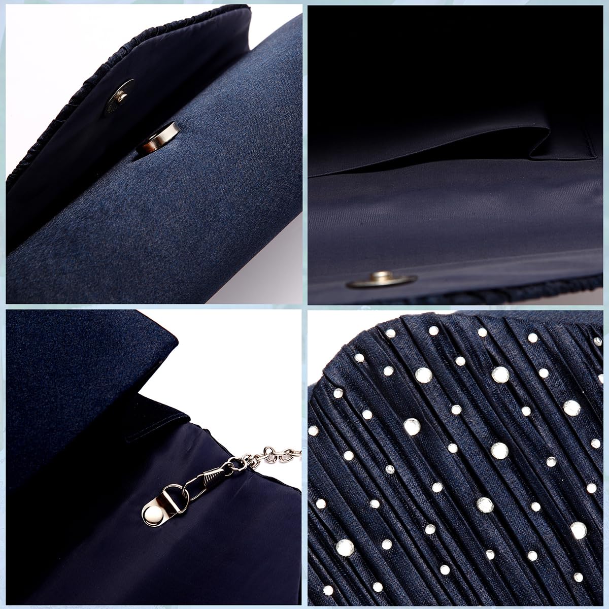 BBjinronjy Clutch Purses for Women Evening Bag Formal Rhinestone Handbags for Wedding Party Cocktail Prom Dinner: Navy