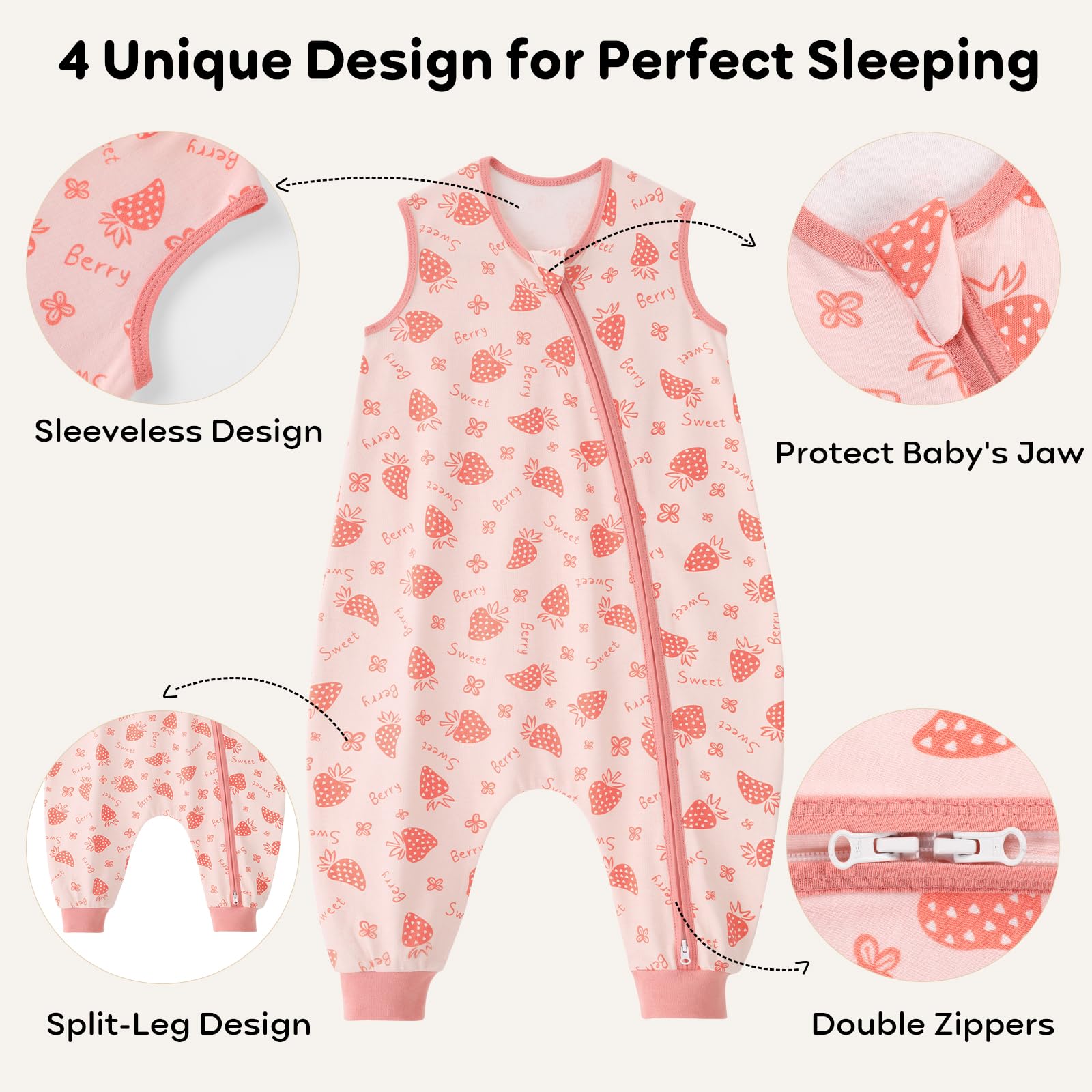 Unnivoll Gigoteuse à Pied 18-36 Mois, Gigoteuse Été Tog 0.5, 100% Coton, Turbulette pour Bébé Nouveau-né Garçons Filles