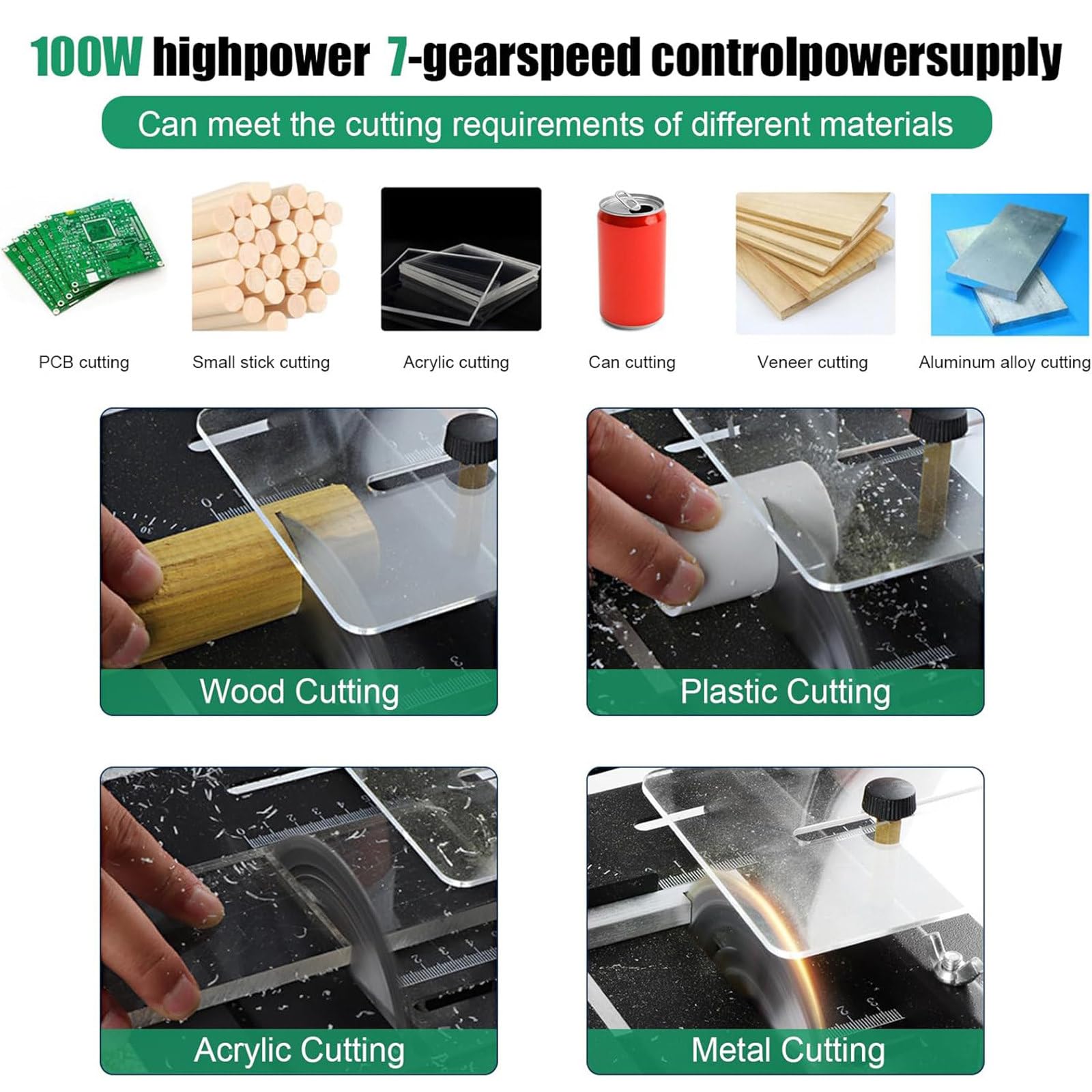 Mini sierra de mesa para manualidades, sierra de banco pequeña para carpintería de escritorio, velocidad de corte y ángulo ajustables, profundidad de corte de 16 mm, para carpintería con hoja, eje fl