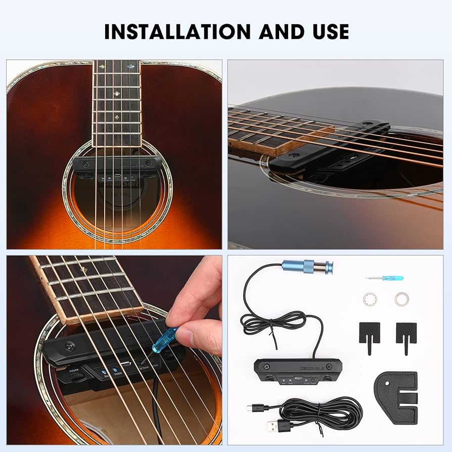 Amazon | アコースティックギターピックアップ 充電式アクティブ