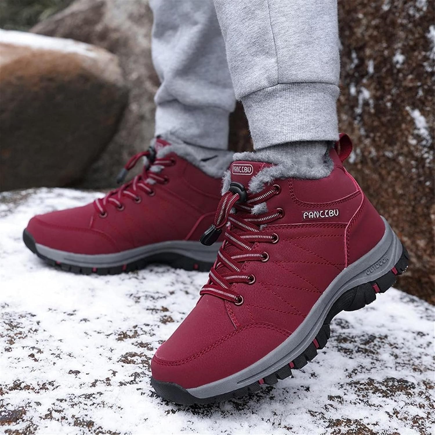 Moodeng Women's Winter Snow Boots Outdoor Hiking Boots Warm Waterproof Ankle Booties for Walking and Anti-Slip - Image 2