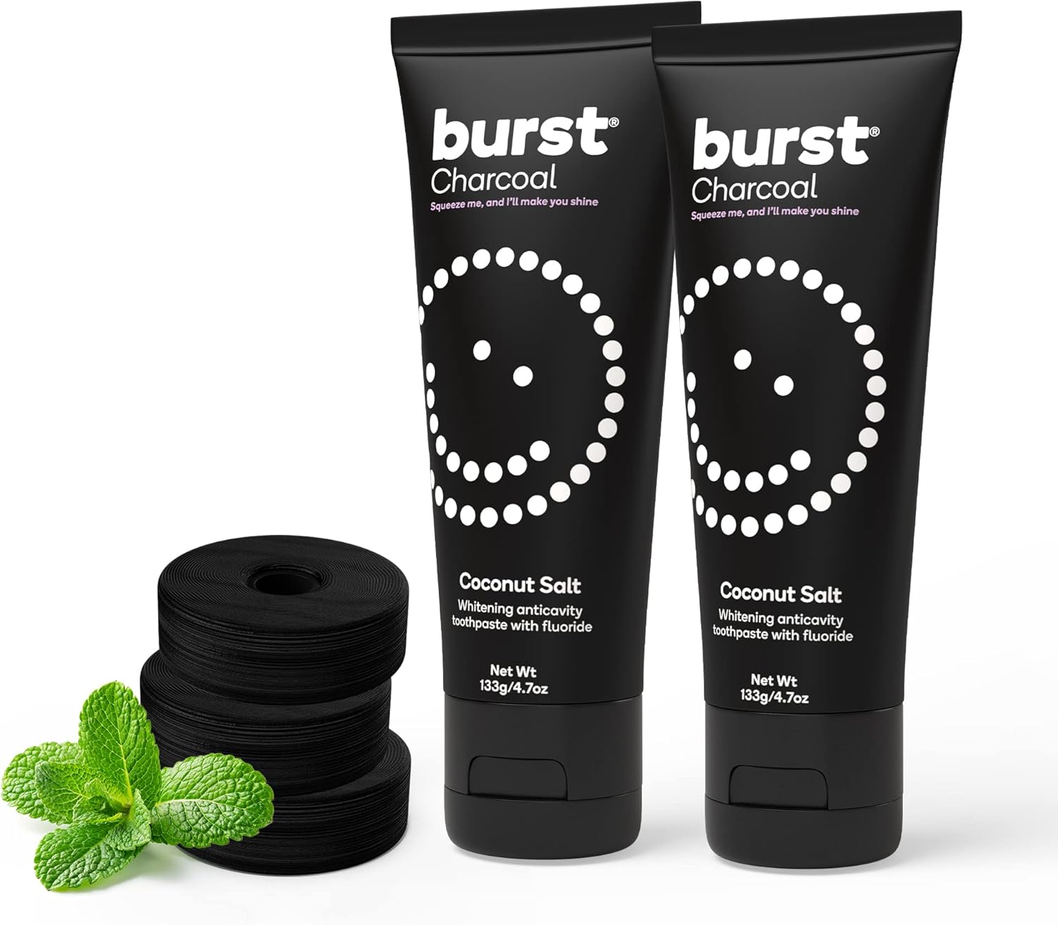 BURST Floss Mint Eucalyptus Refills + Charcoal Toothpaste