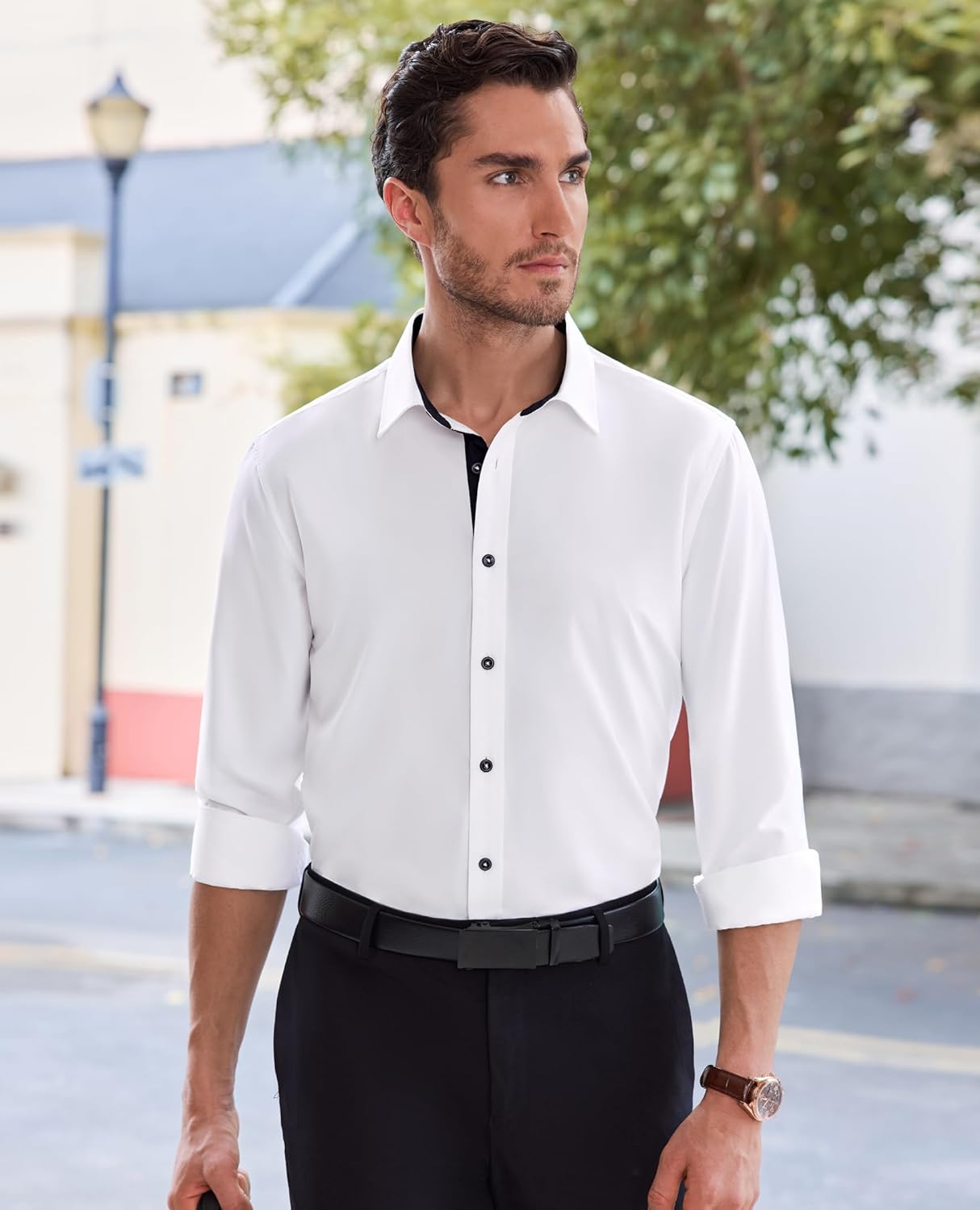 Lion Nardo Mens Dress Shirts Long Sleeve Wrinkle Free Untucked Button Down Business Casual Shirts for Men Stretch - Image 5