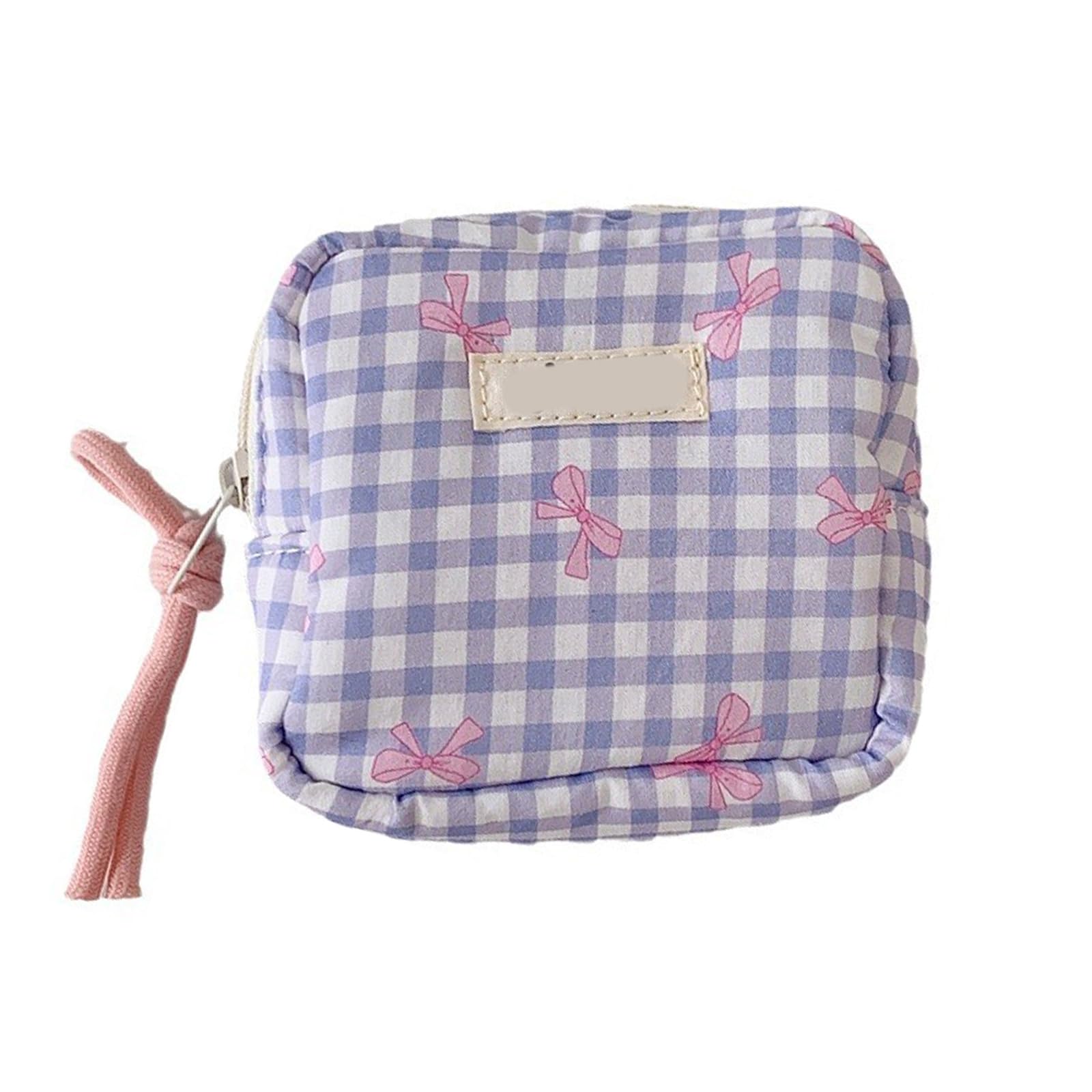 Mekalero Purple Fashionable Square Makeup Organizers Portable Cosmetic Bag With Multiple Compartments For Cosmetics Skincare Essential Checkered Waterproof Makeup Organizers