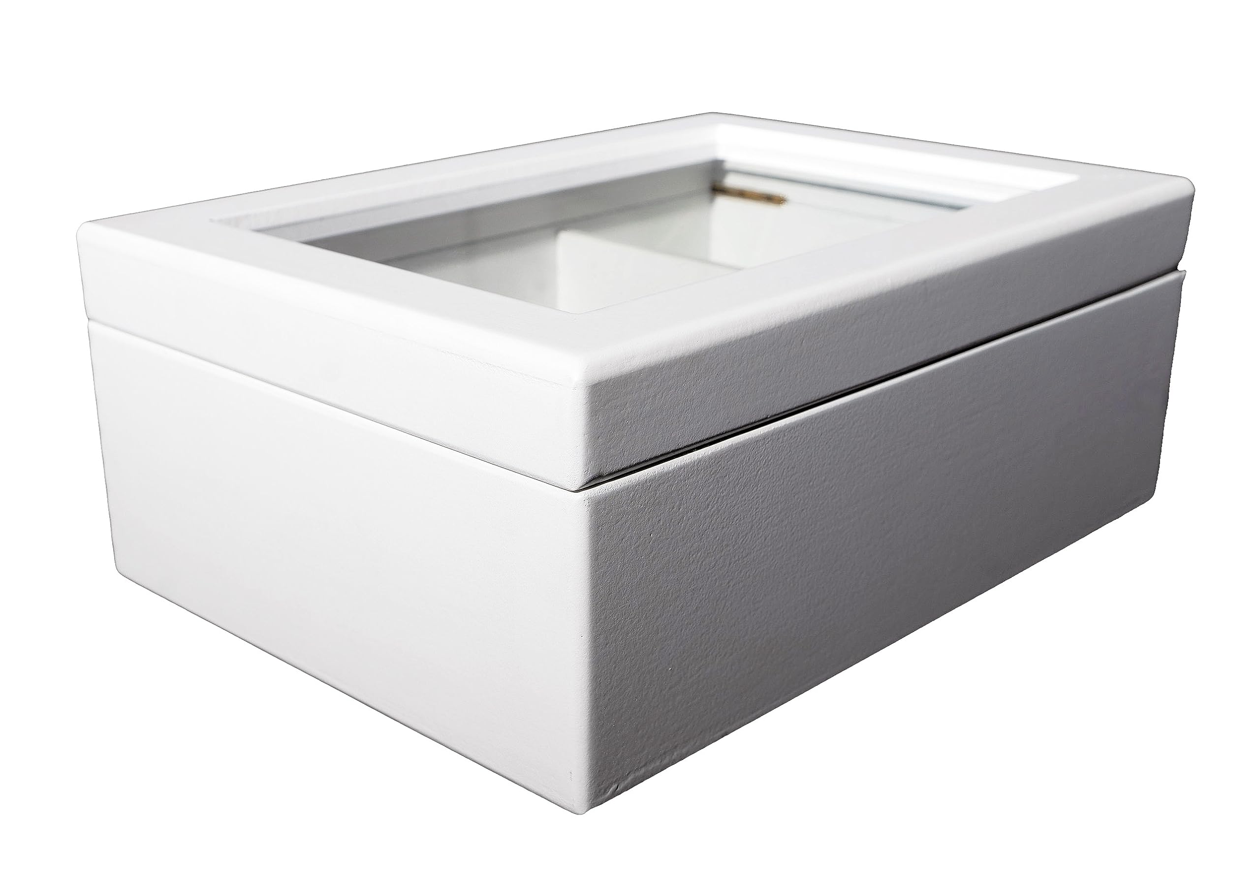 Break Tradition Organiseur de thé en bois pour sachets de thé – Coffre à thé en bois blanc avec 6 compartiments – Fenêtre supérieure transparente – Le couvercle reste ouvert Break Tradition